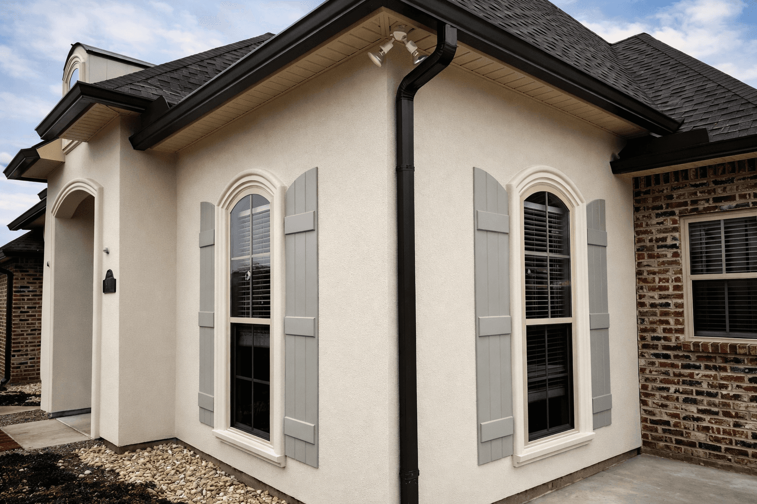 Modern bathroom featuring wooden cabinetry, a bathtub, a sleek sink, and natural light from a window.
