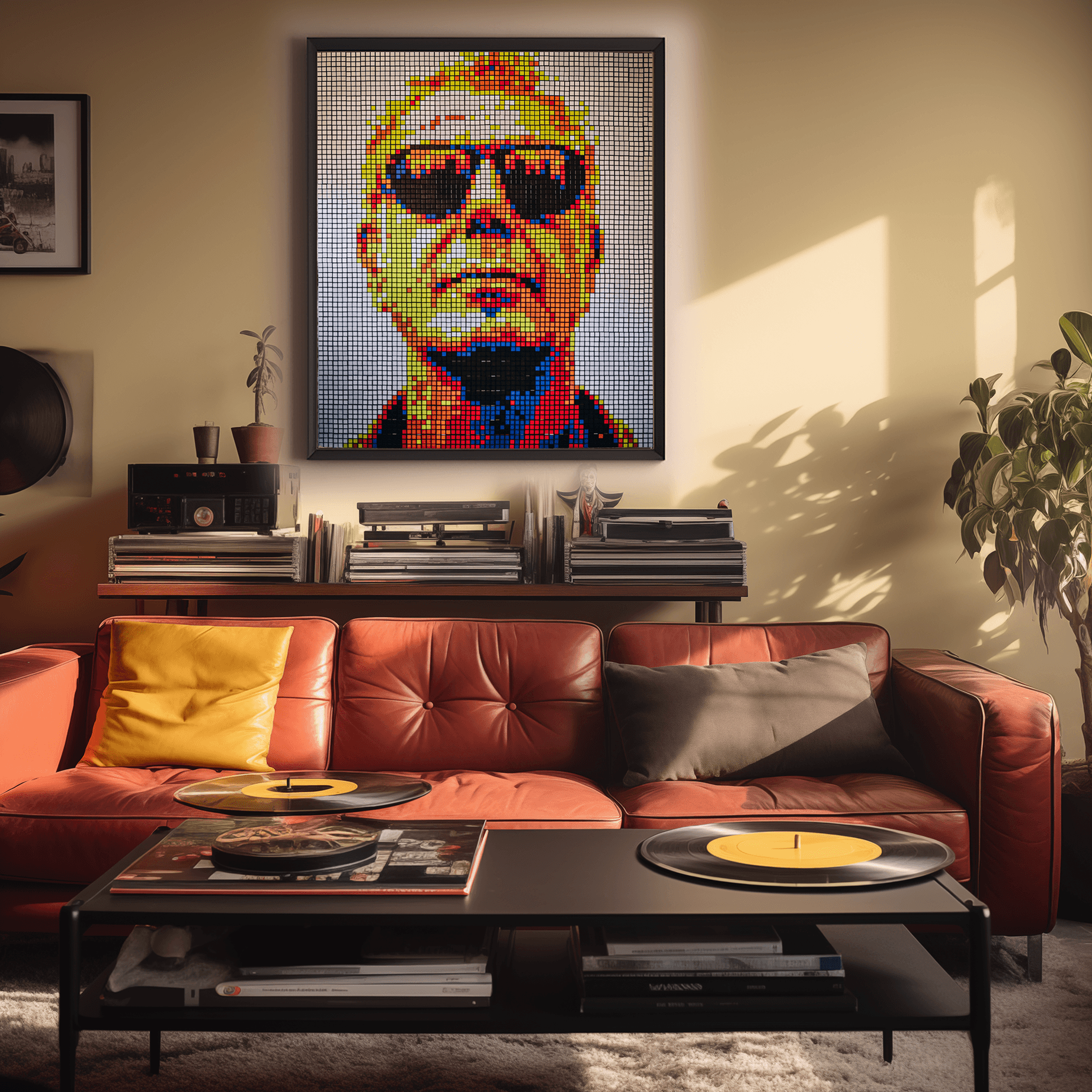 Anthony Bourdain artwork, portrait with sunglasses