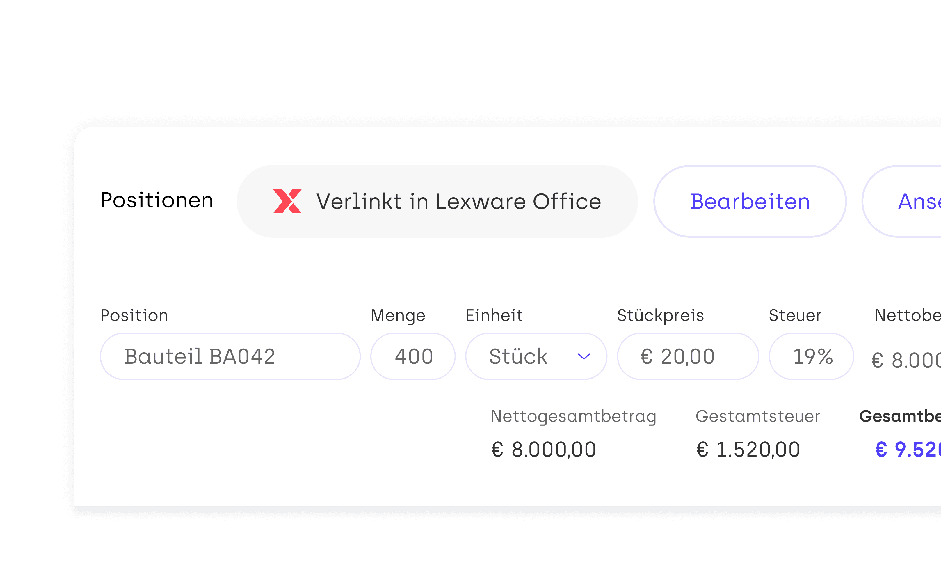 lexoffice Integration - Angebotserstellung