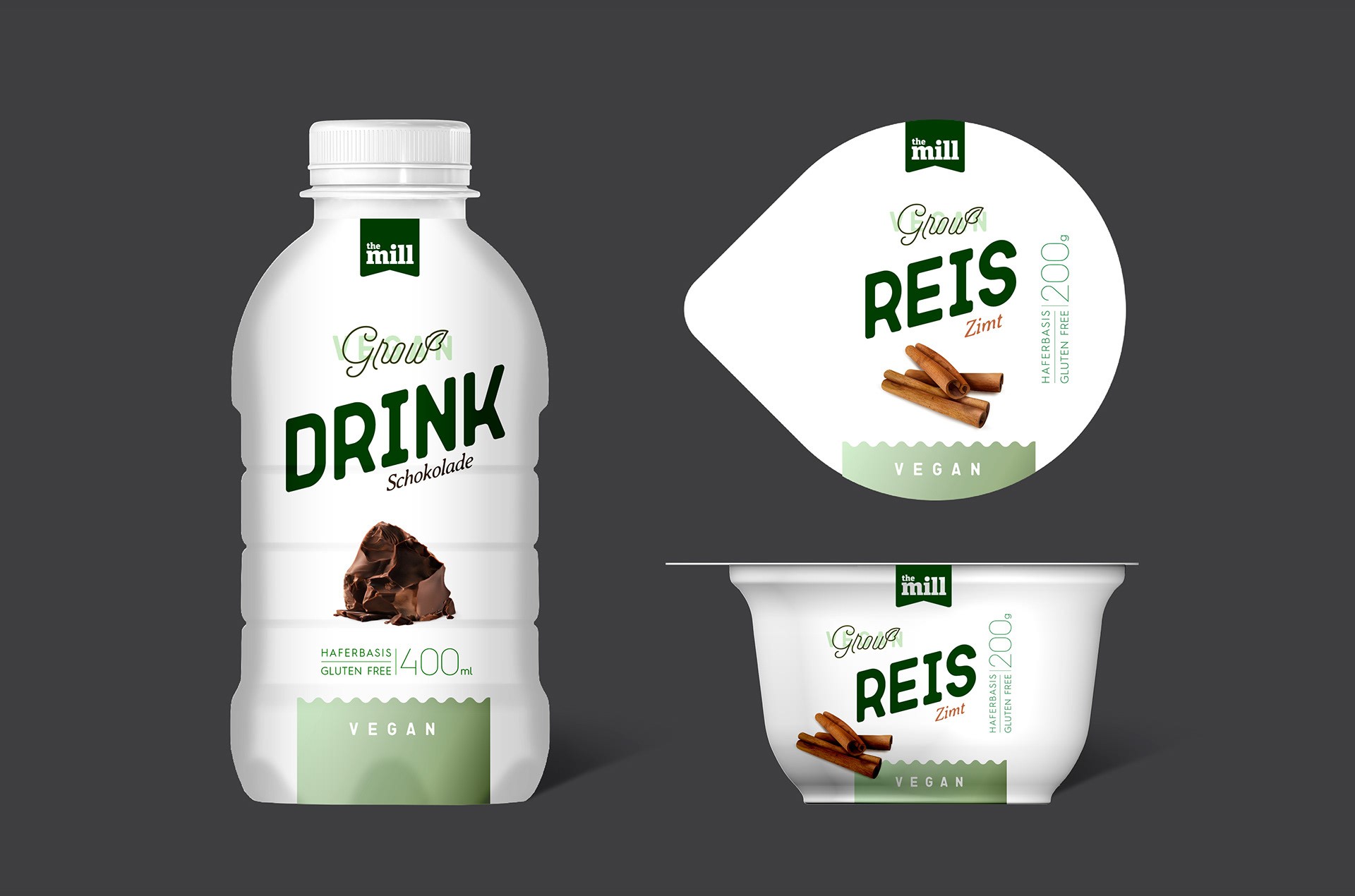 Label Design für eine vegane Food Linie – modernes Verpackungskonzept mit klarer Typografie und natürlicher Farbwelt