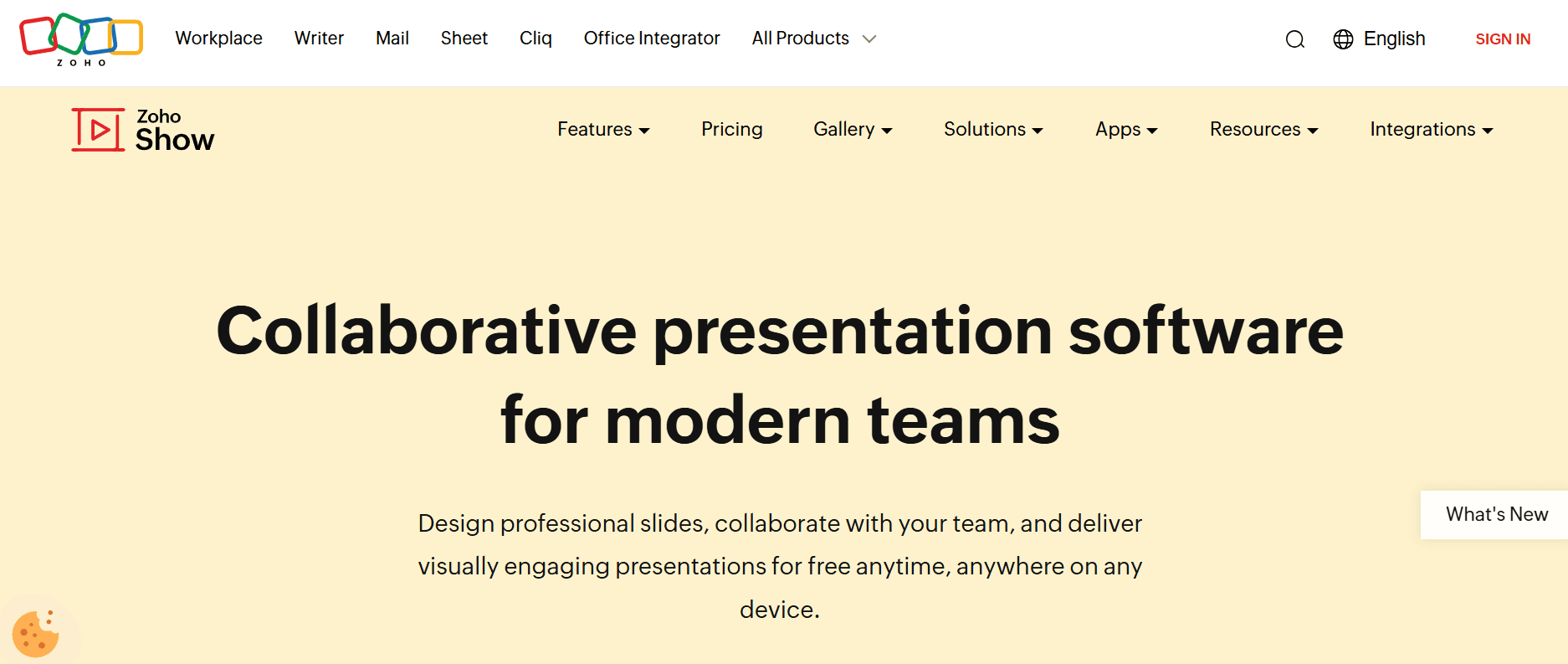 Zoho Show landing page image