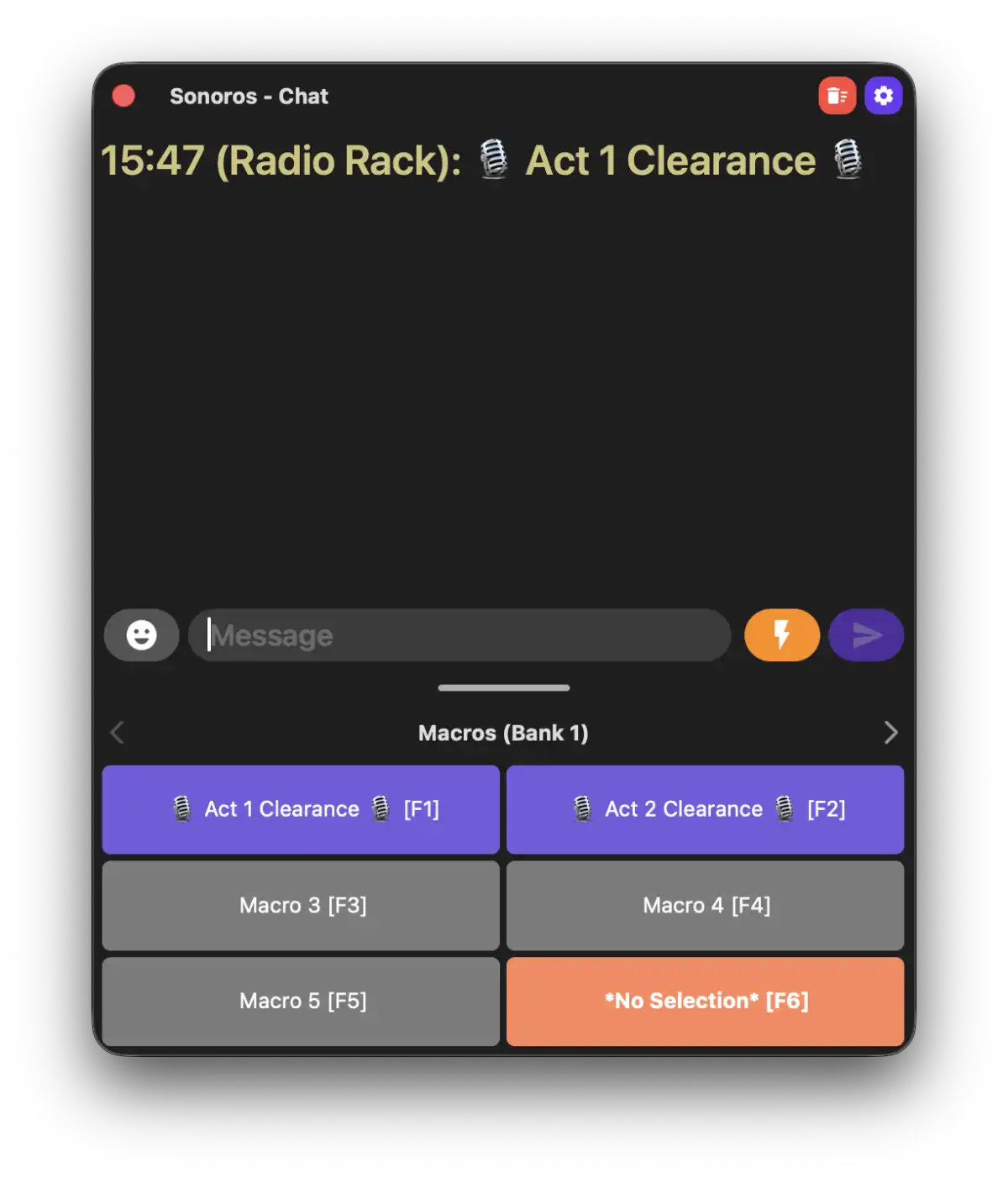 Send a chat message from the chat panel
