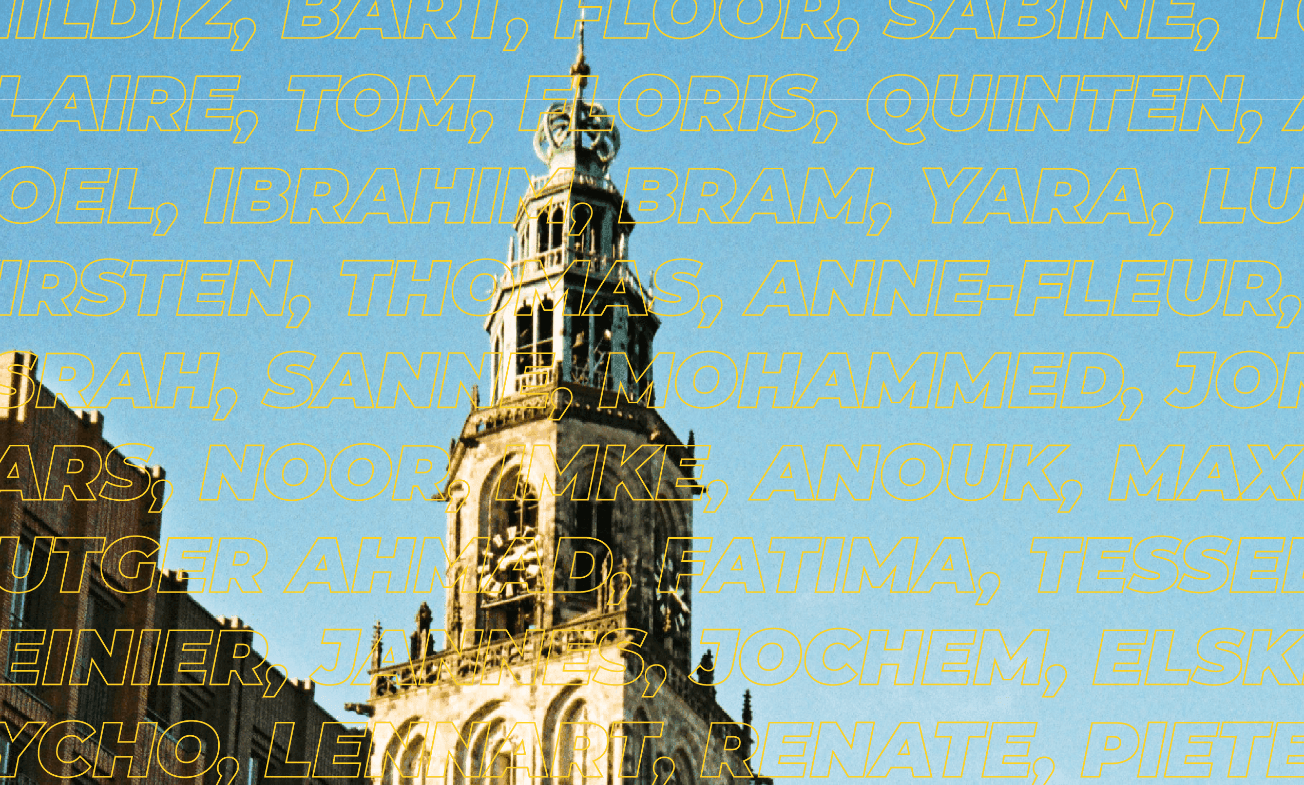 Student&Stad-Martinitoren-achtergrond