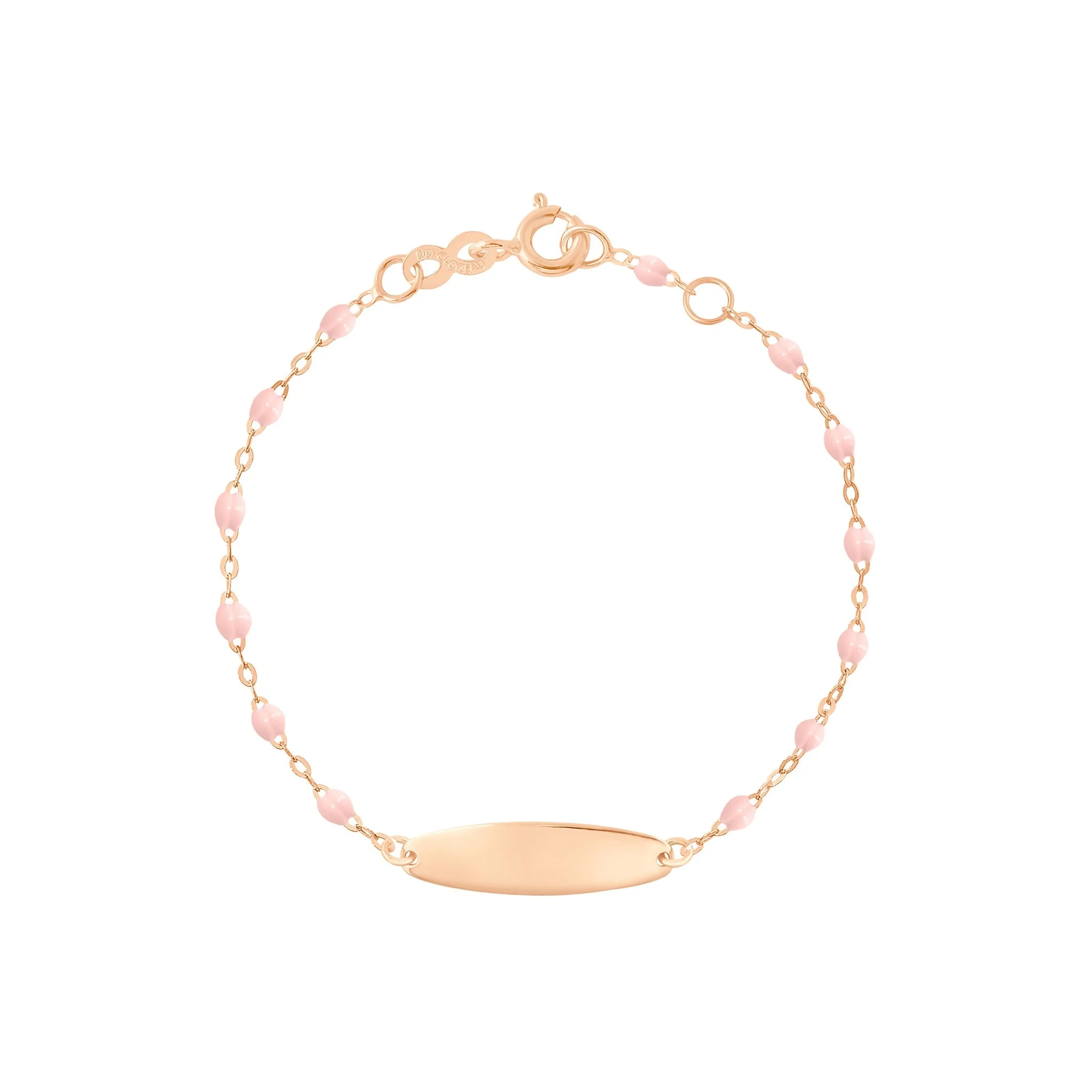 Bracelet rose bébé Little Gigi, plaque ovale, or rose
