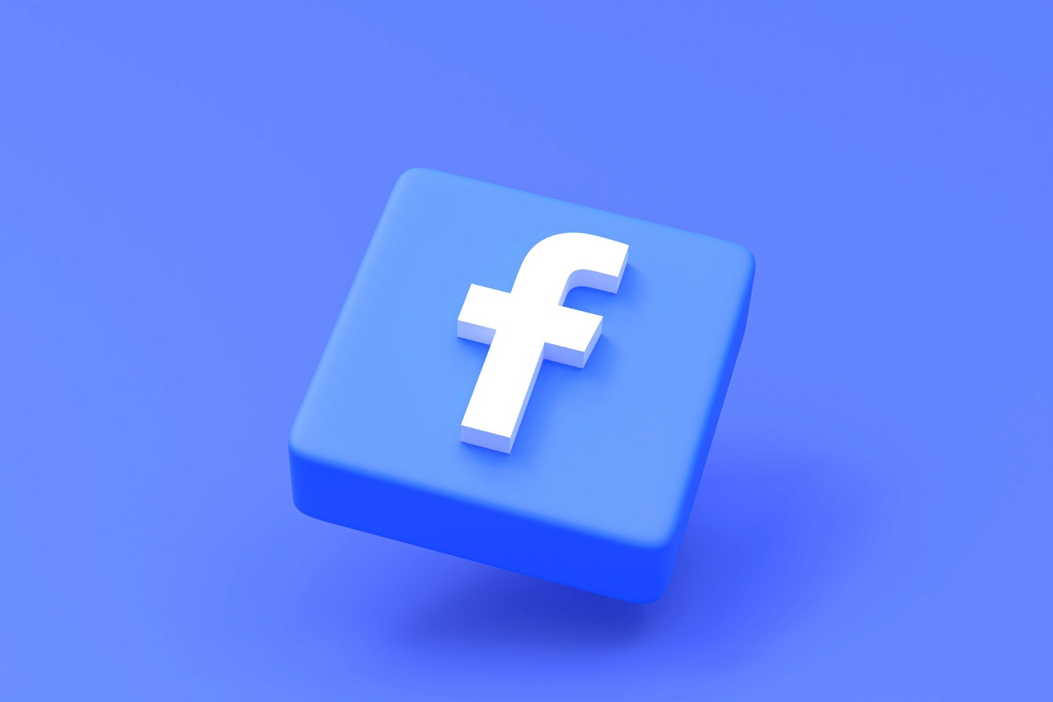  A blue background featuring a three-dimensional representation of the Facebook logo.