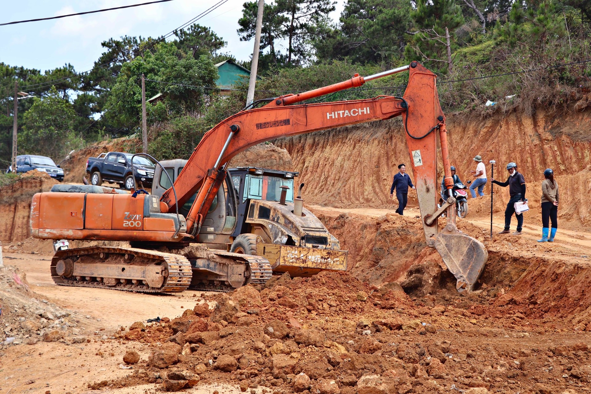 a person digging in the dirt