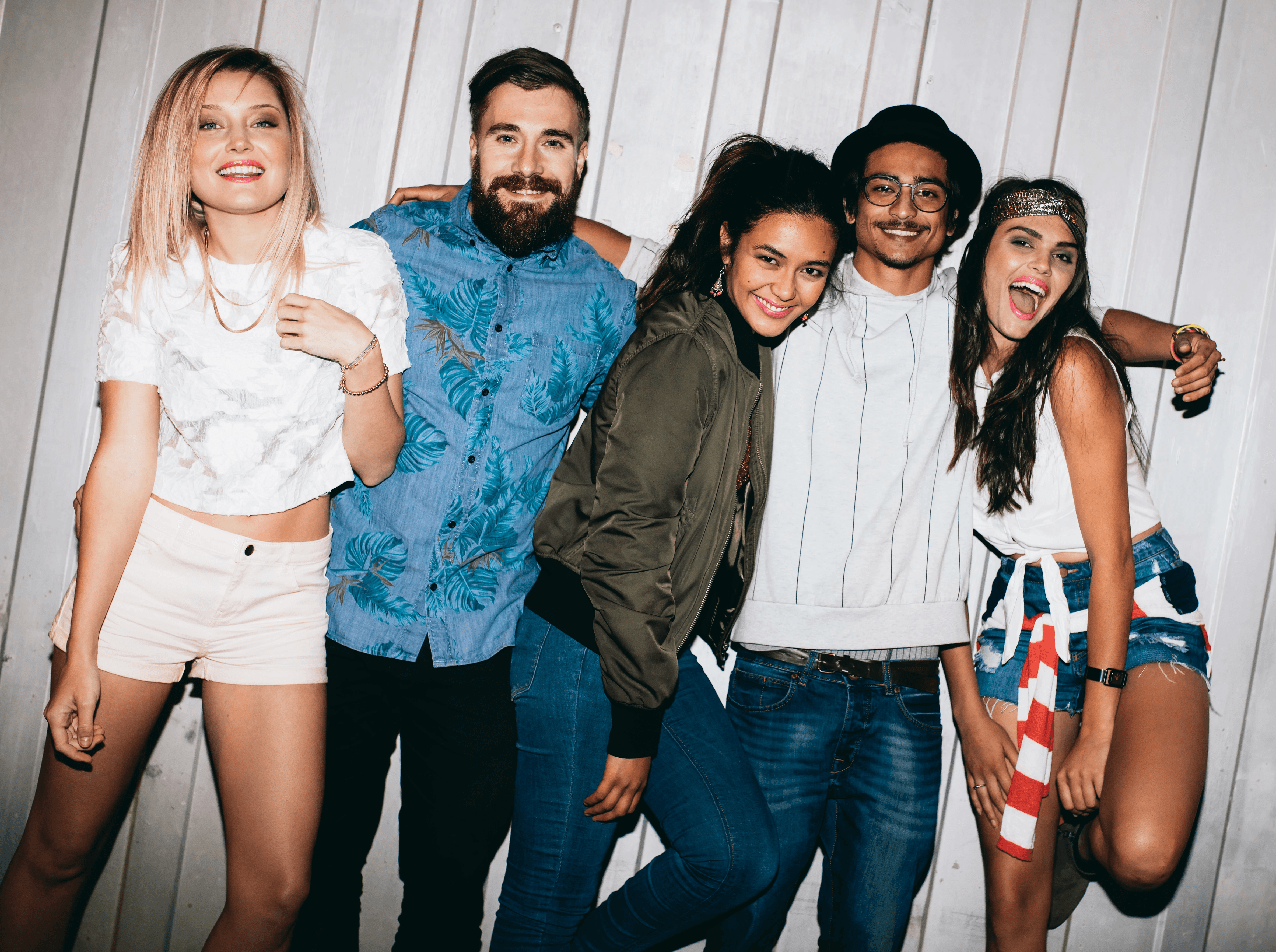 Group of youthful friends