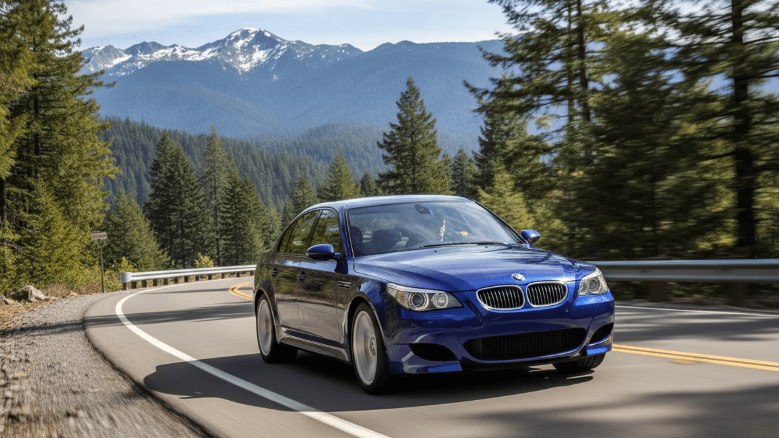 BMW E60 M5 driving in the mountains