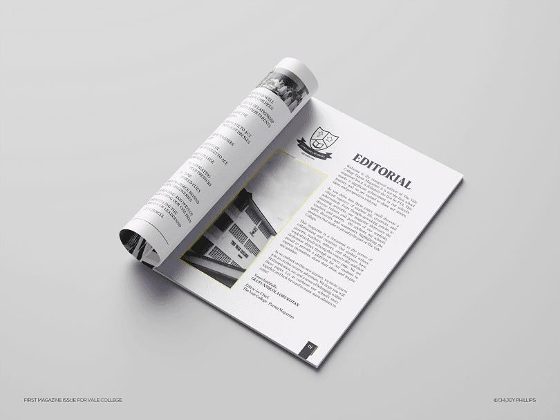The Vale College Parent-Teacher Magezine - First Edition - Editorial Article & School Picture Page Design