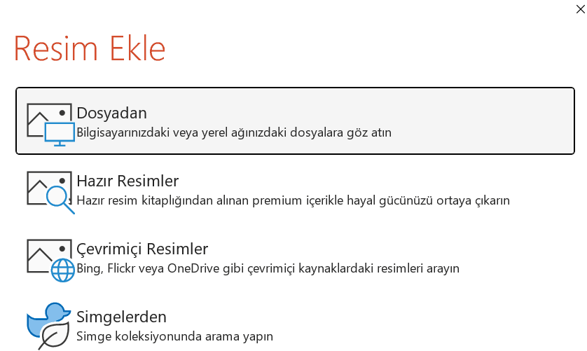 PowerPoint  Resim Dosyasını Yükleme