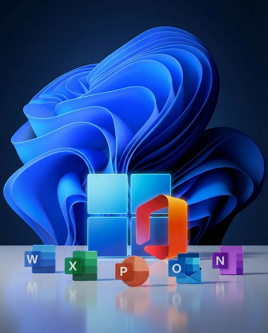 Modern visual representation inspired by Microsoft Windows 11 and Office 2021 elements