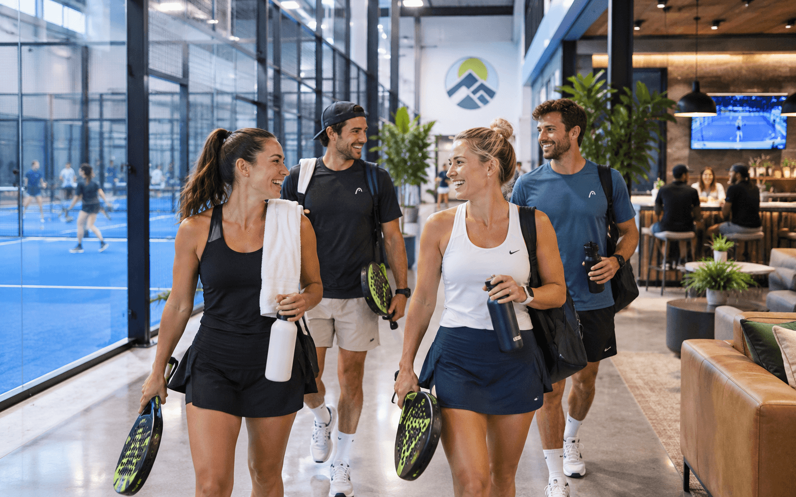 Padel players arriving with rackets