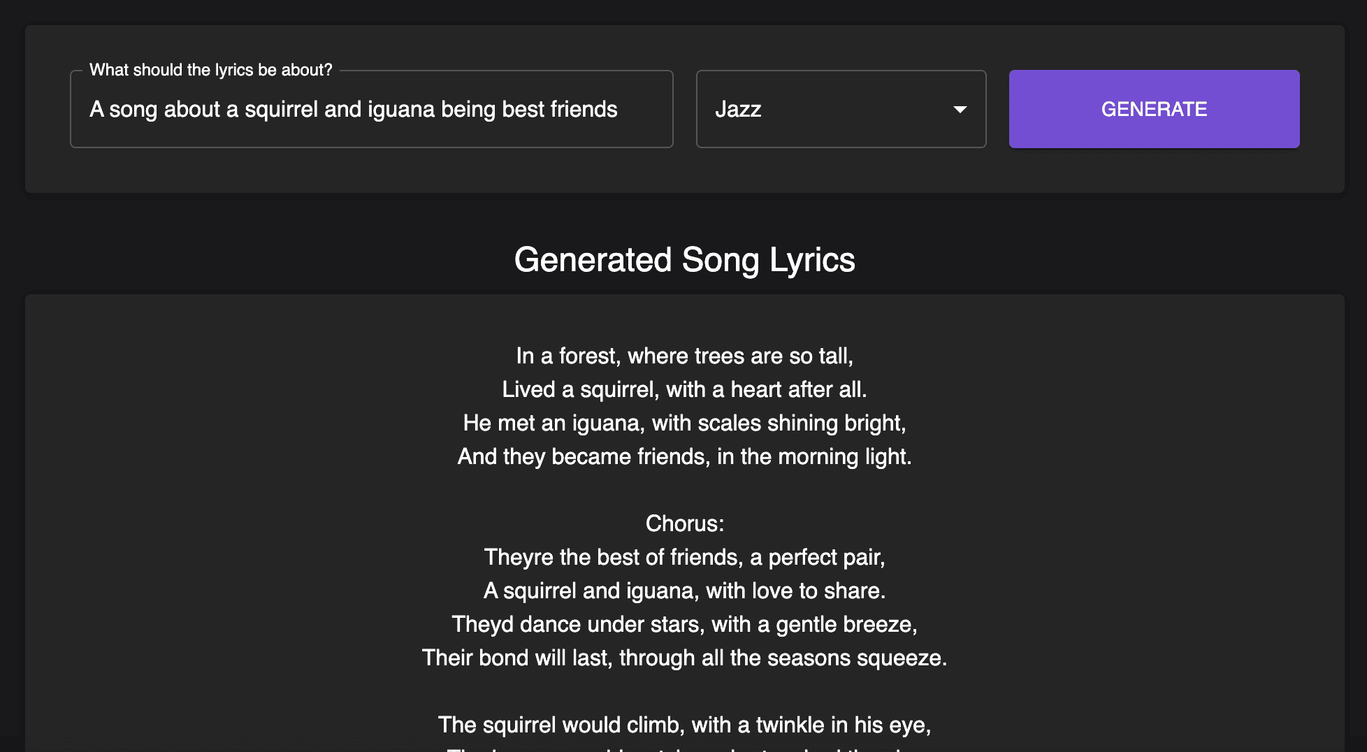 The Neural Frames lyric generator