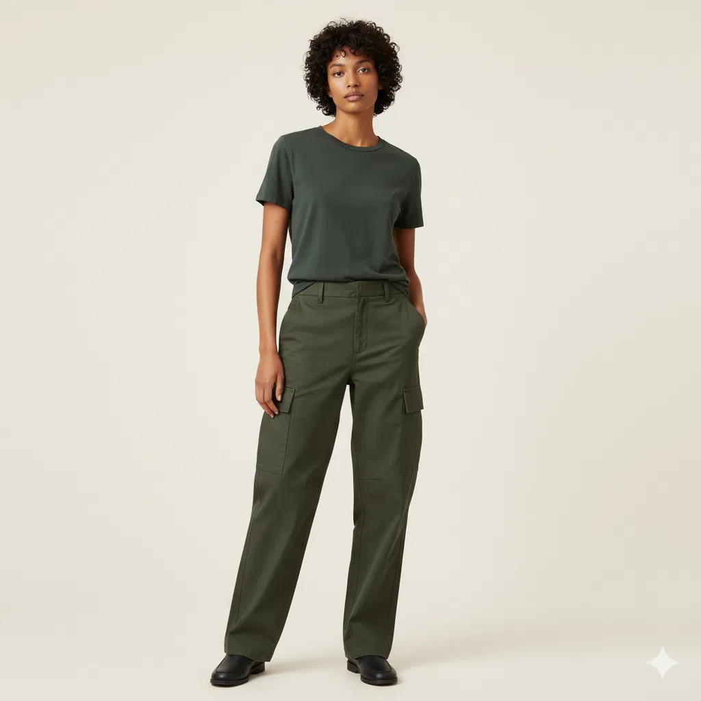 Shot of a model wearing a Relaxed Cargo Pant from ordinary clothing company
