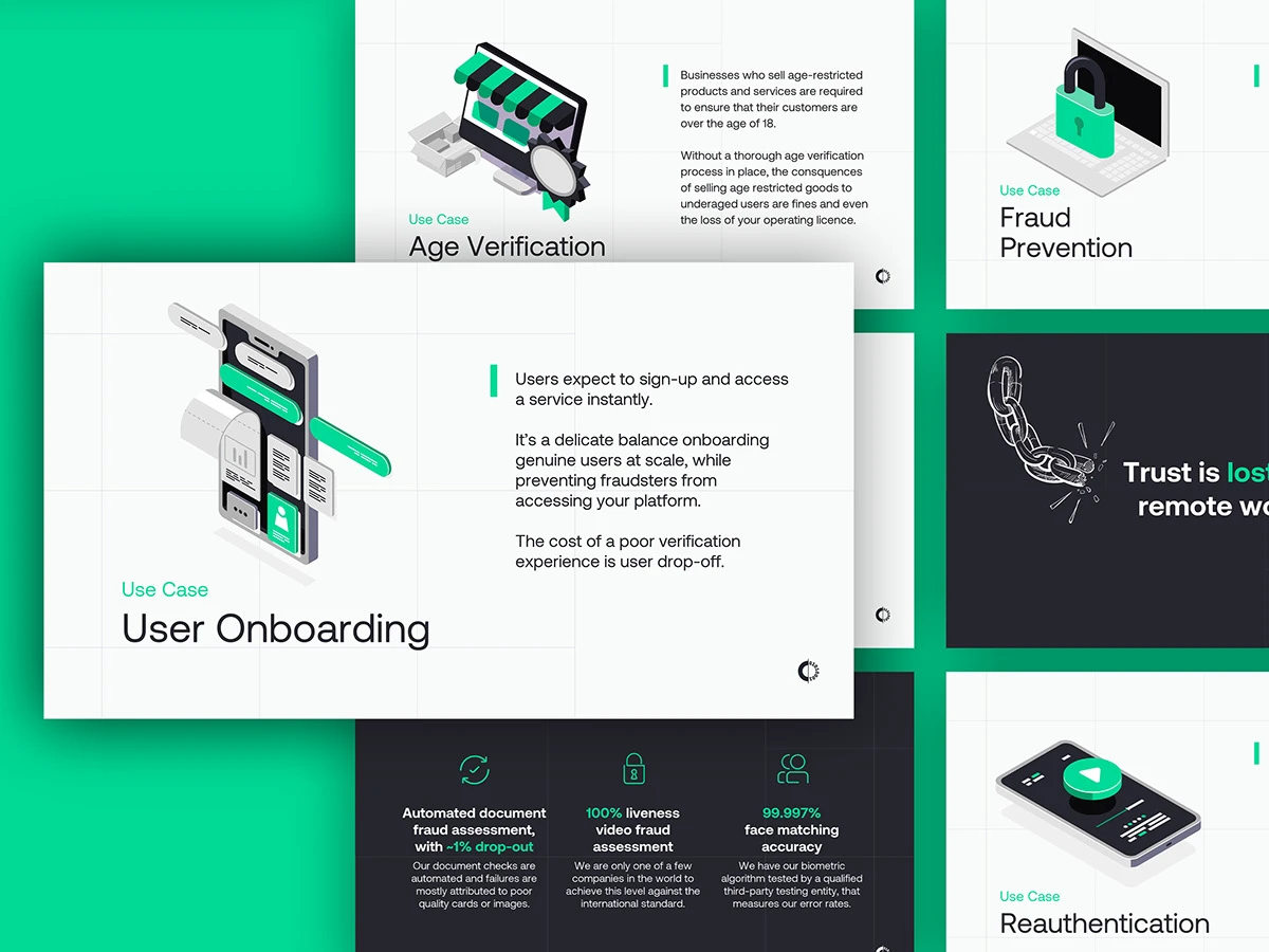presentation design Powerpoint slides pitch deck b2b saas identity verification Pitch Deck Design presentation template Google Slides Keynote