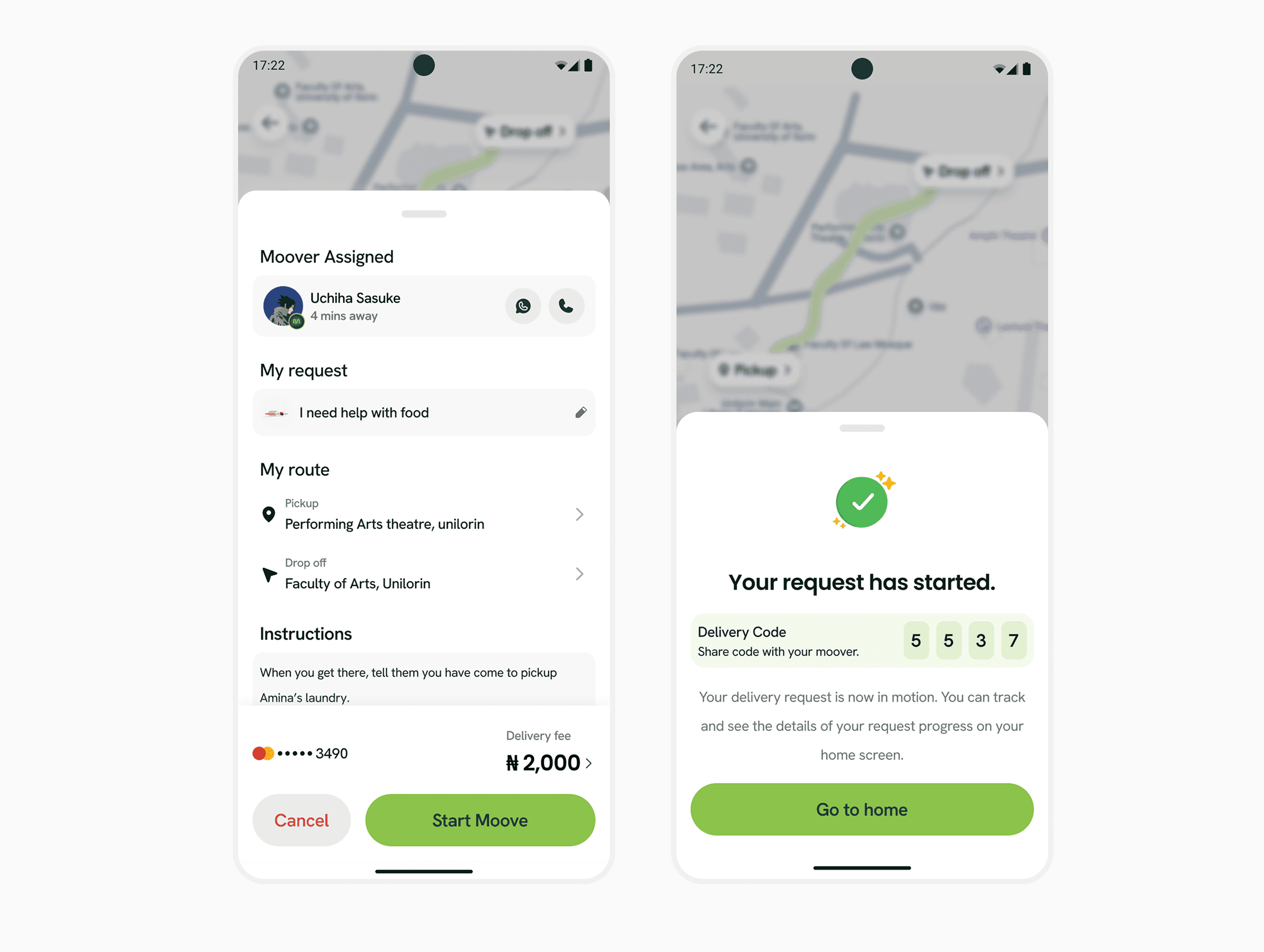  Snapshot of UI screen