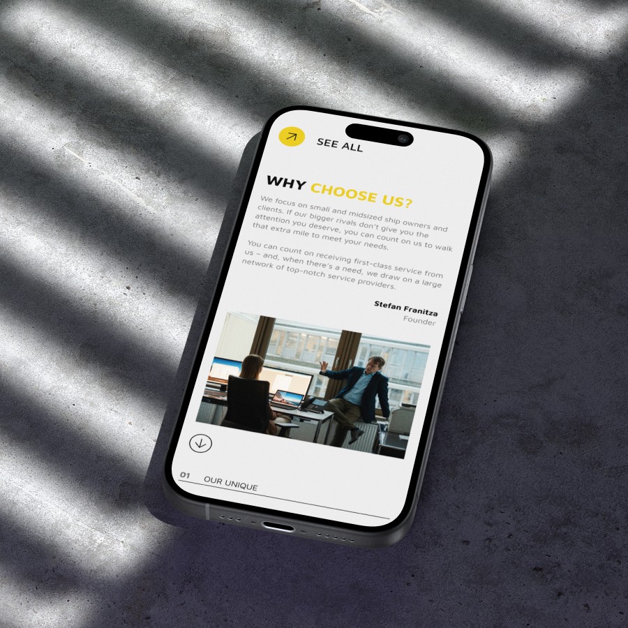 Mobile interface of maritime insurance consulting platform for ship owners