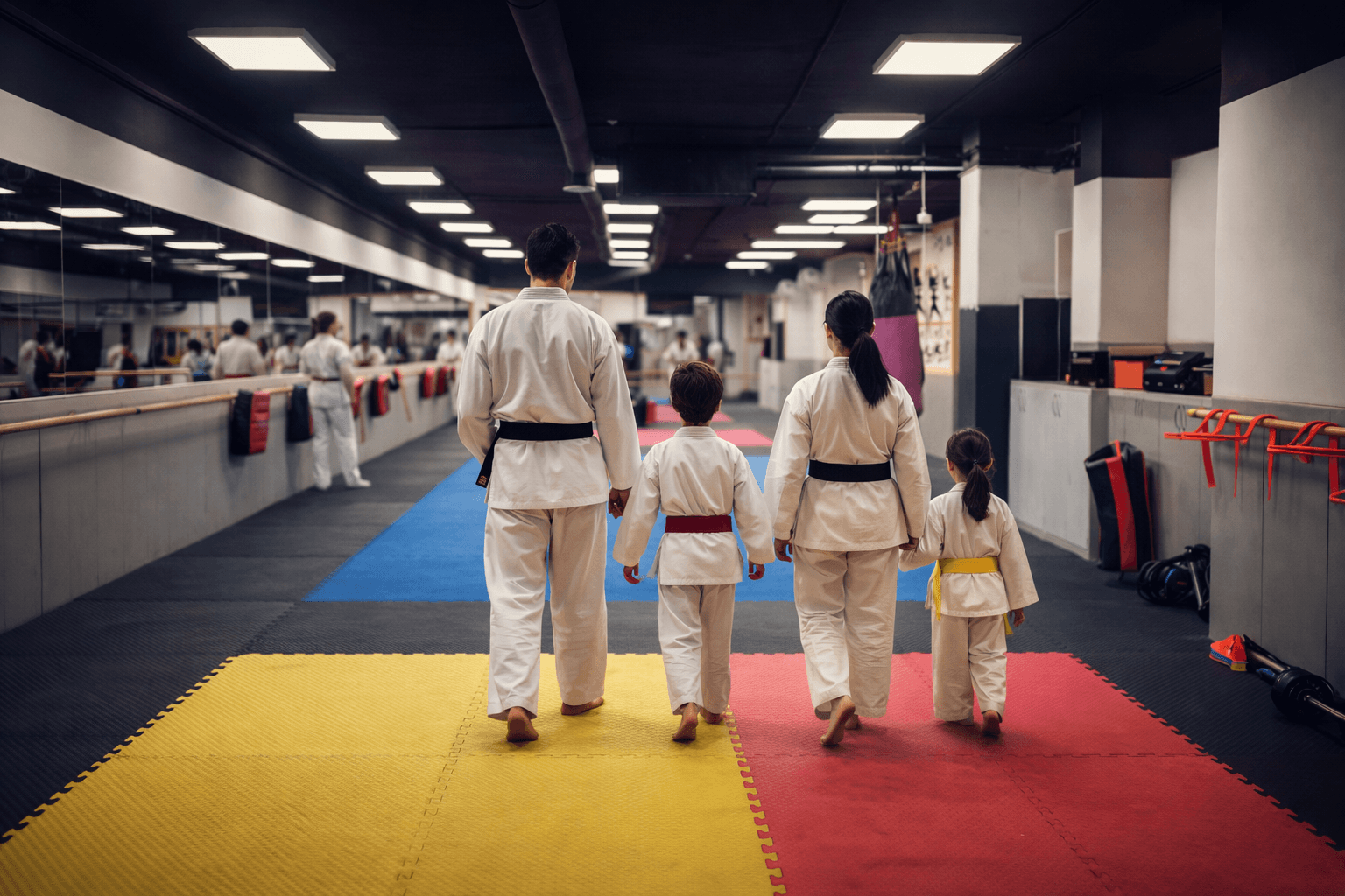 Drone shot of a running track at night