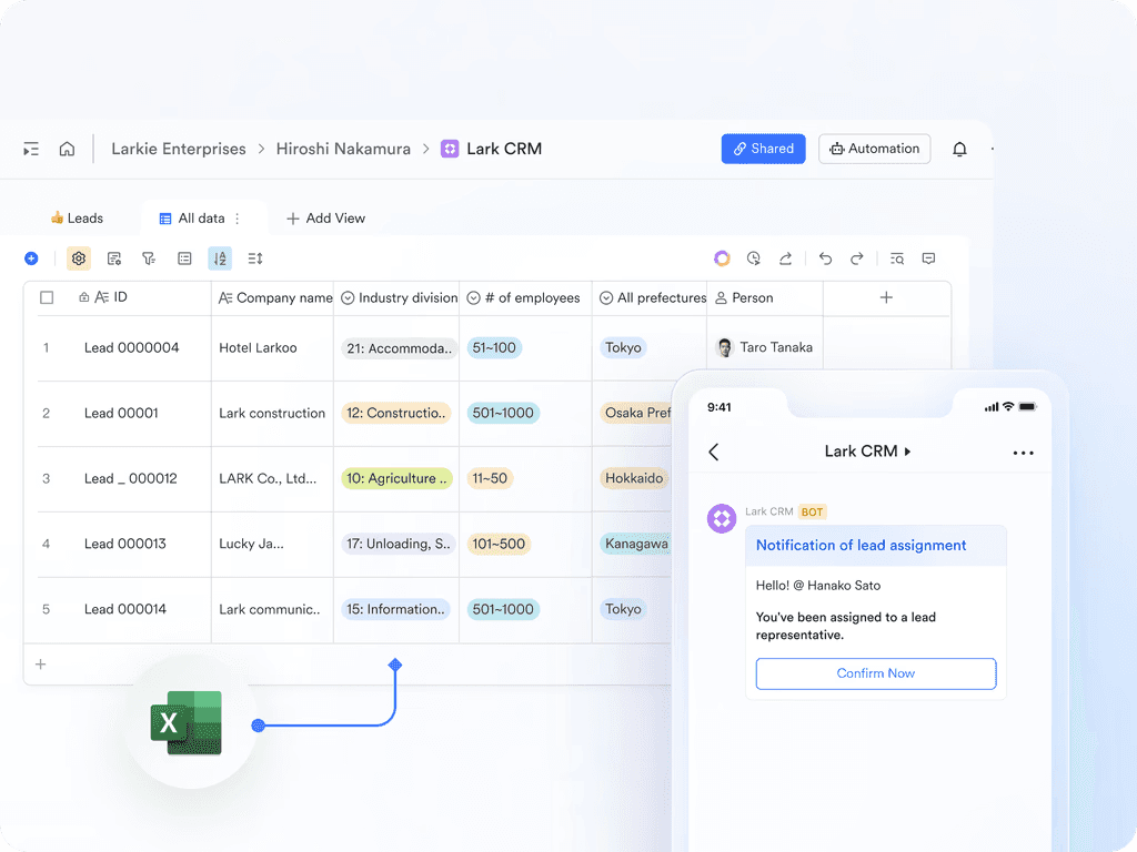Lead assigned to a rep on mobile