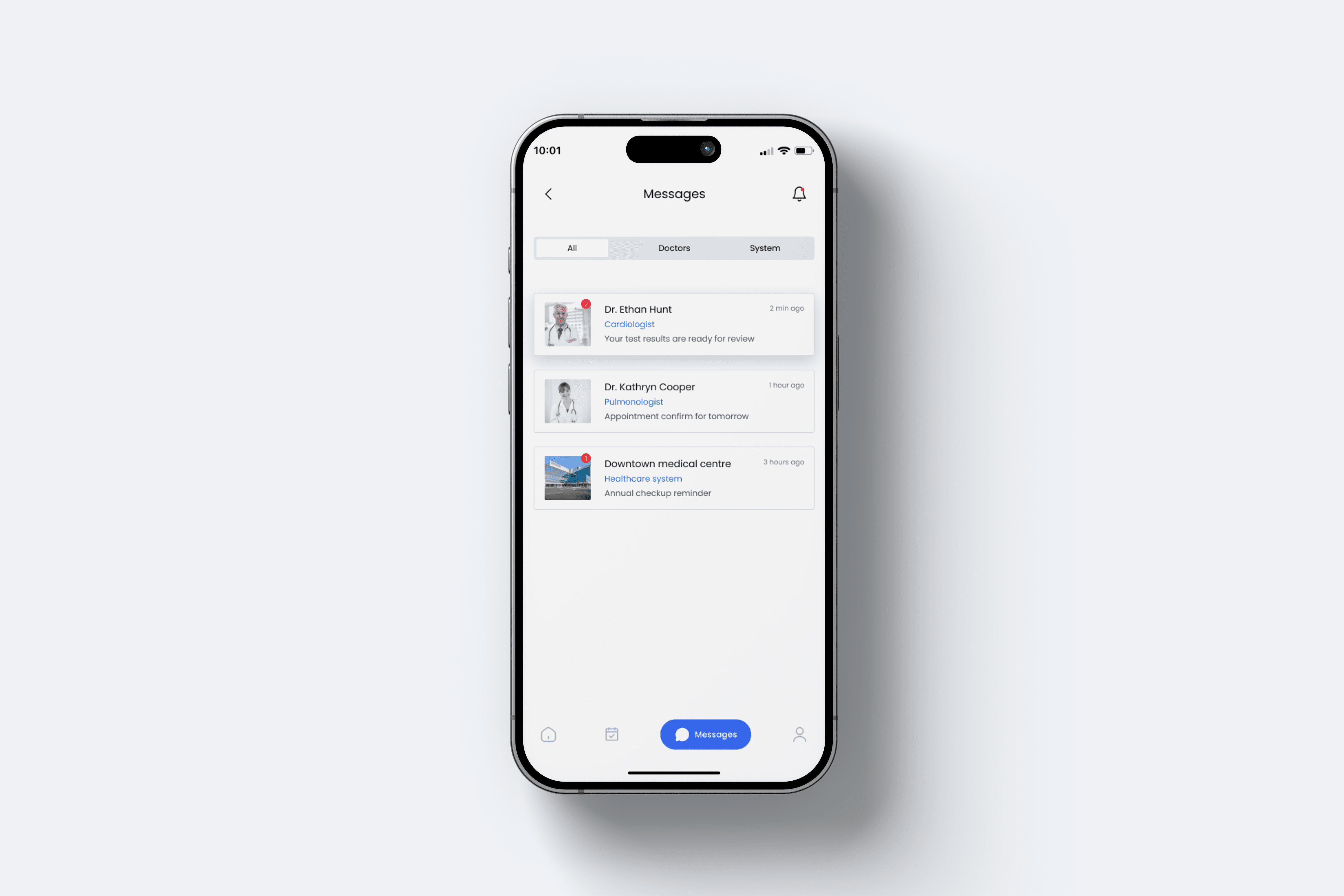 Message screen mockup