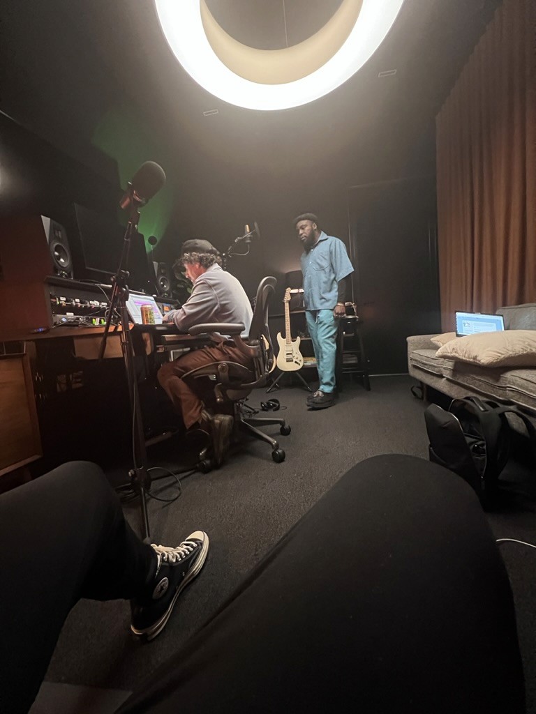 Artist recording session in a studio