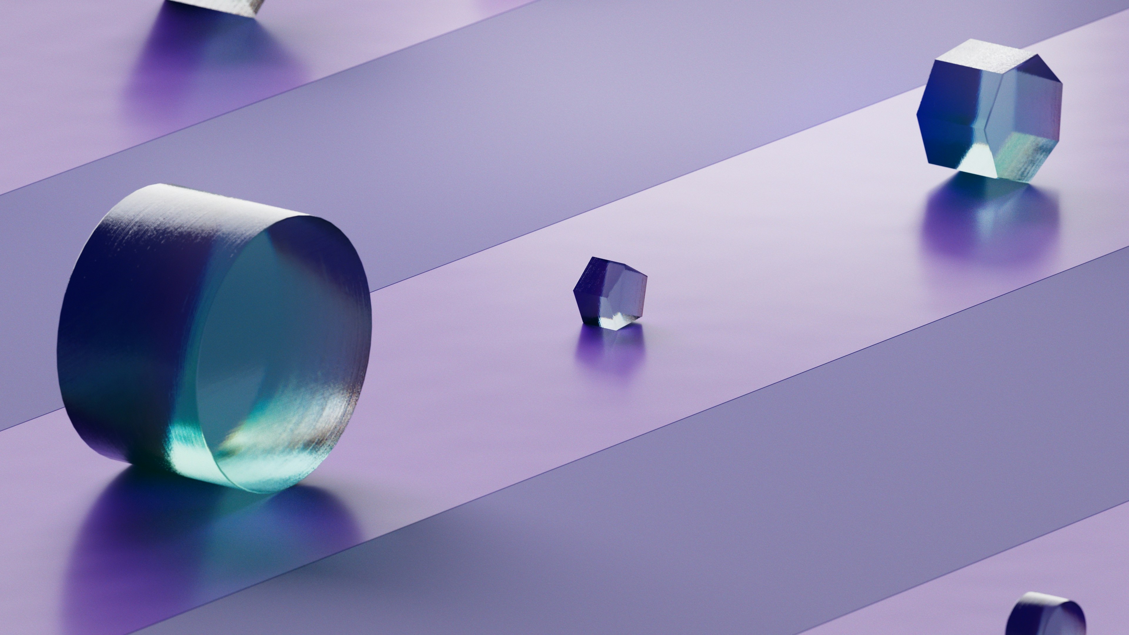 Geometric shapes on purple stepped background