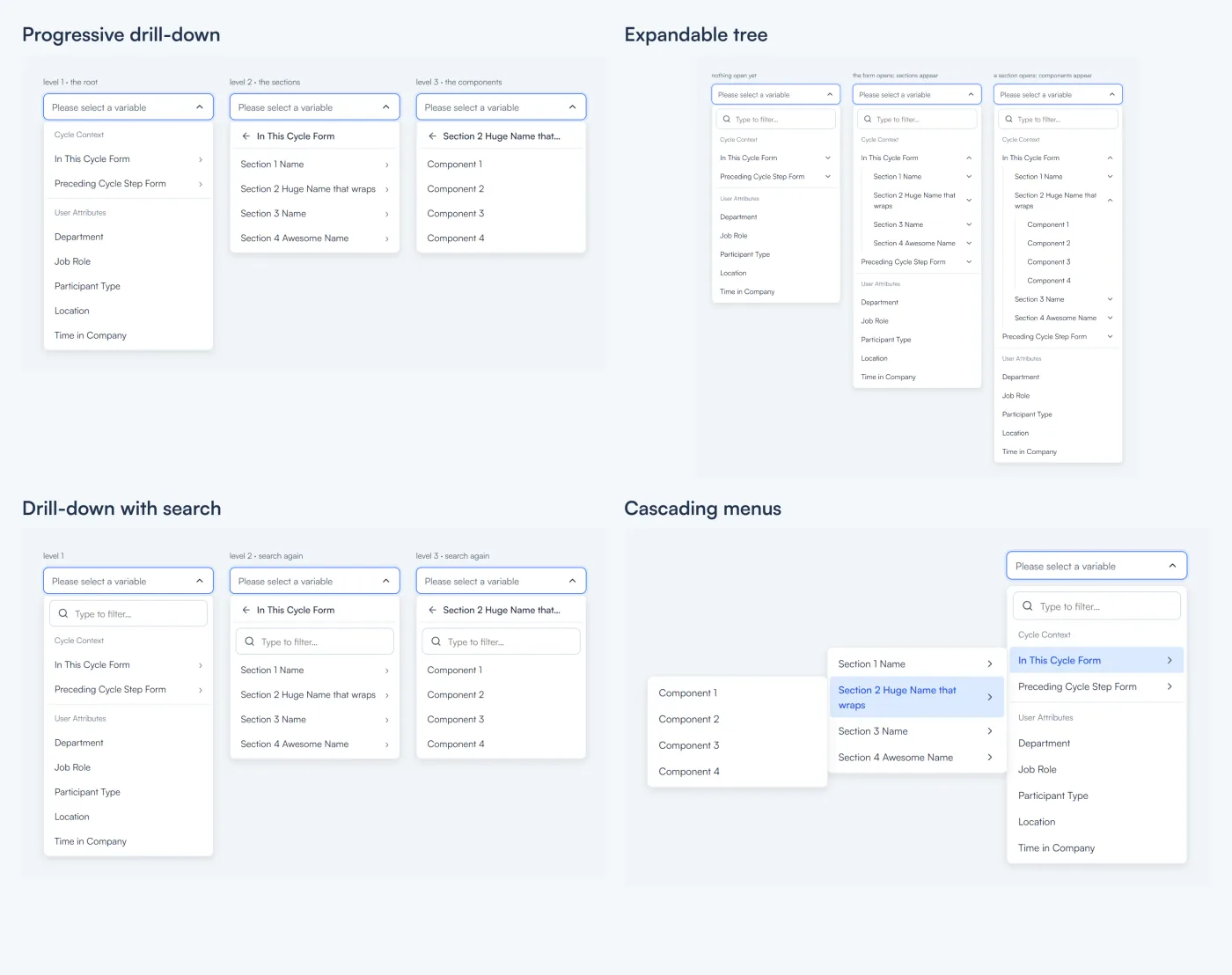 Four source-picker models.