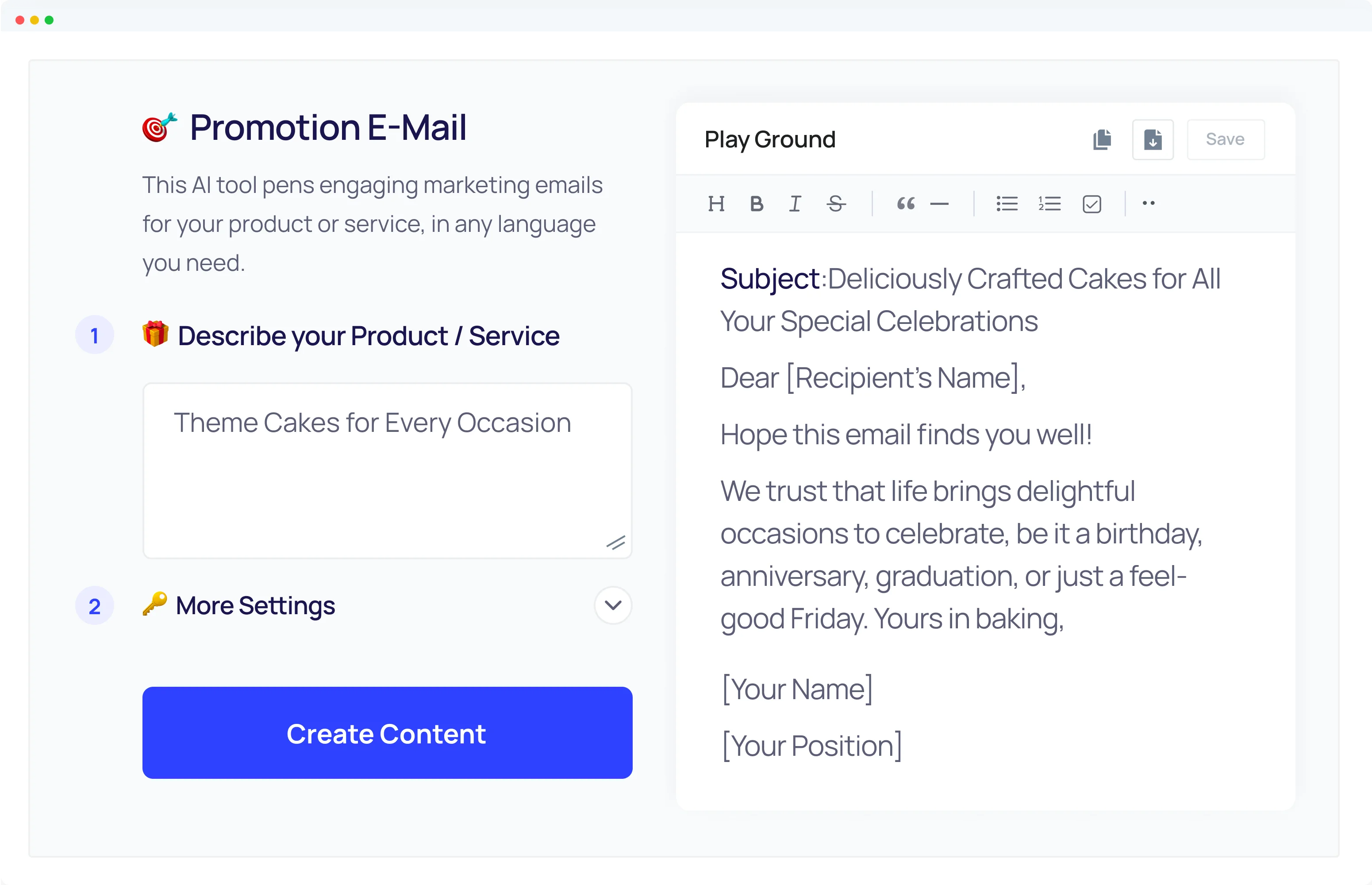 Promotional Email Generator Example -2