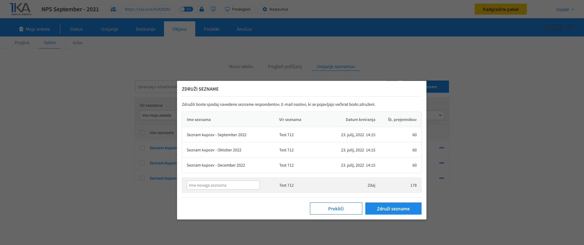 1ka invitation system - merge lists