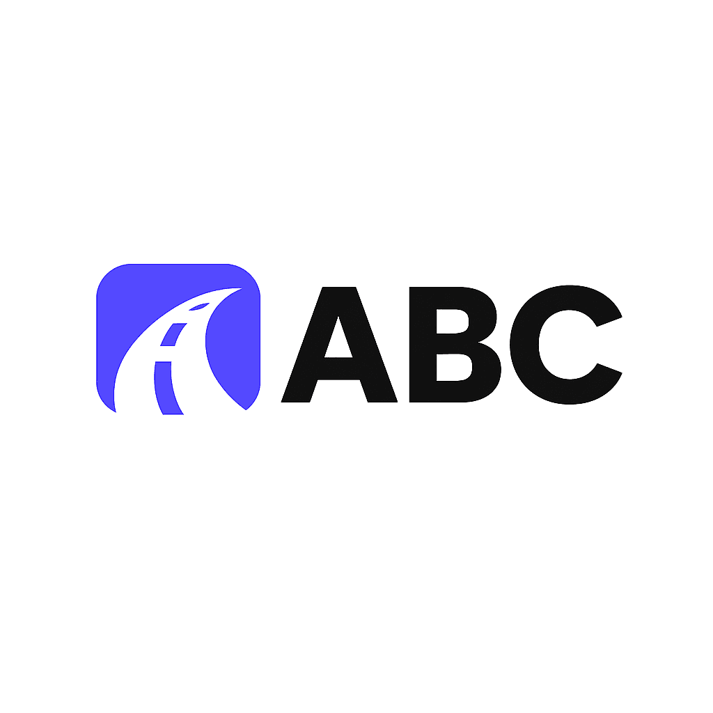 Logo with stylized 'A' on purple background next to bold black 'ABC' text.