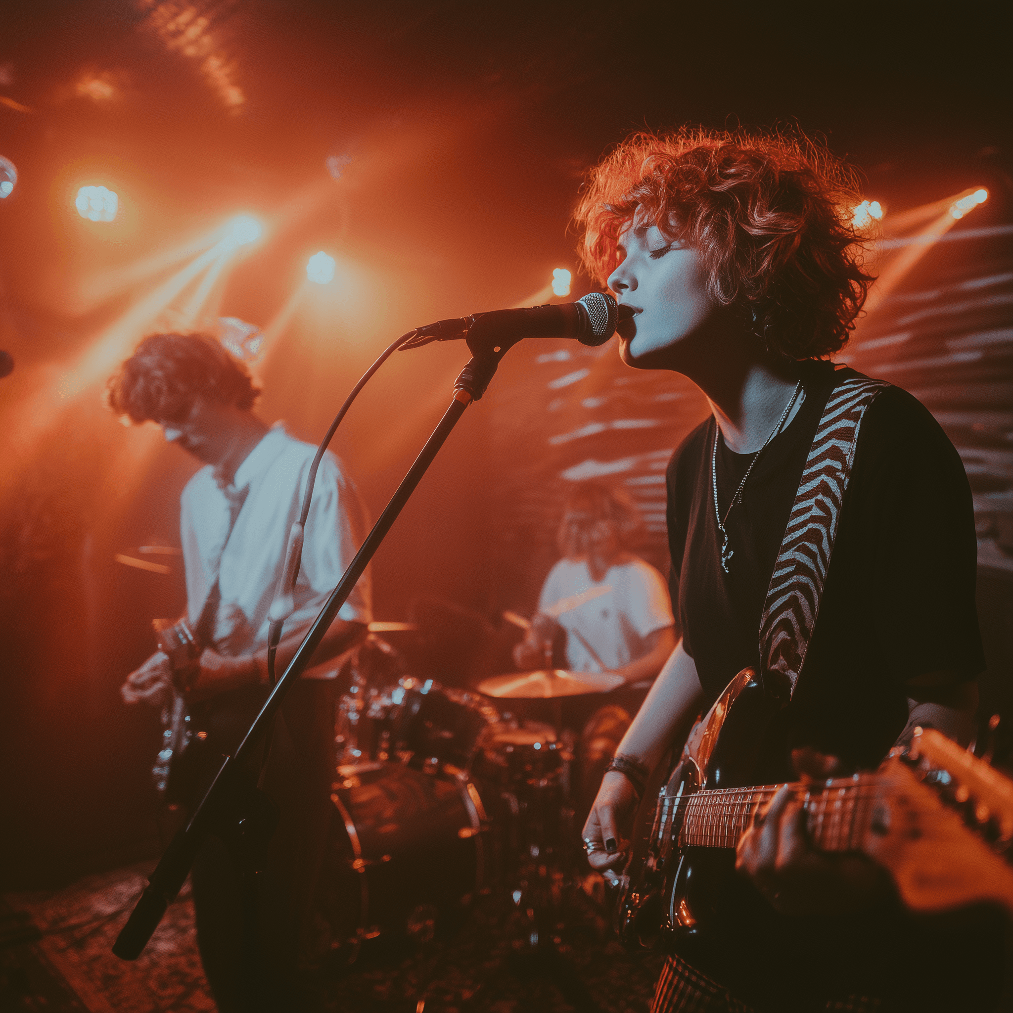 An alternative rock band performing.