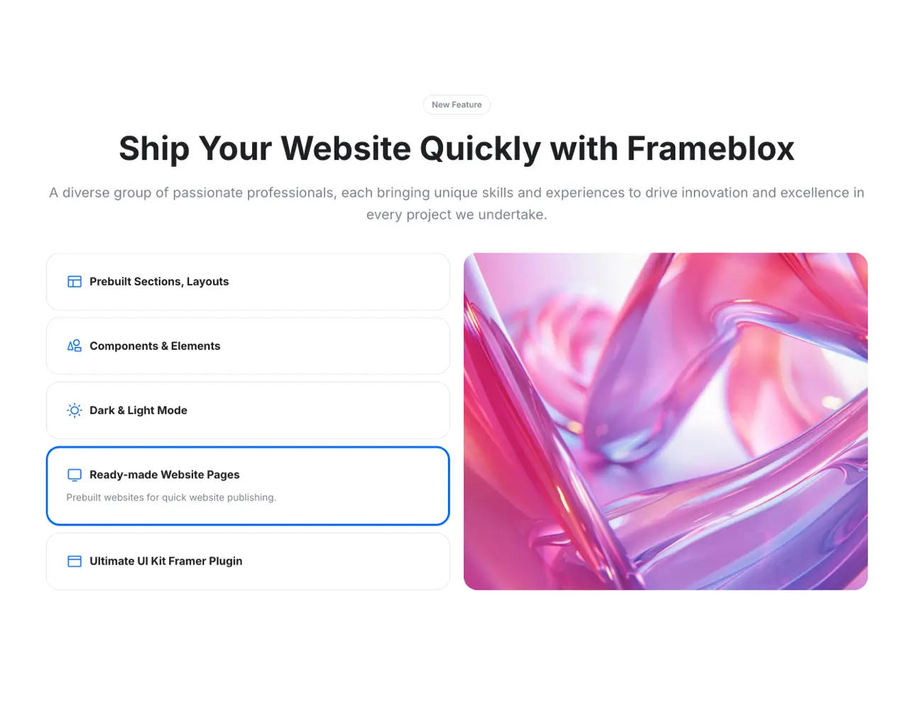 Framer Features Section - Frameblox UI