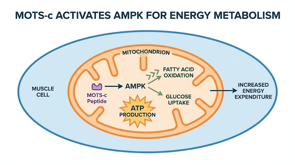 MOTS-c peptide AMPK activation mechanism in muscle cells