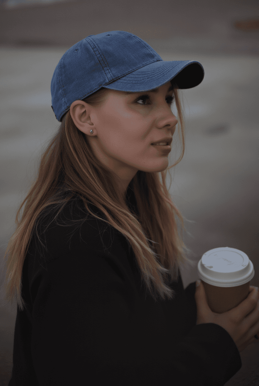 Woman walking with motion blur