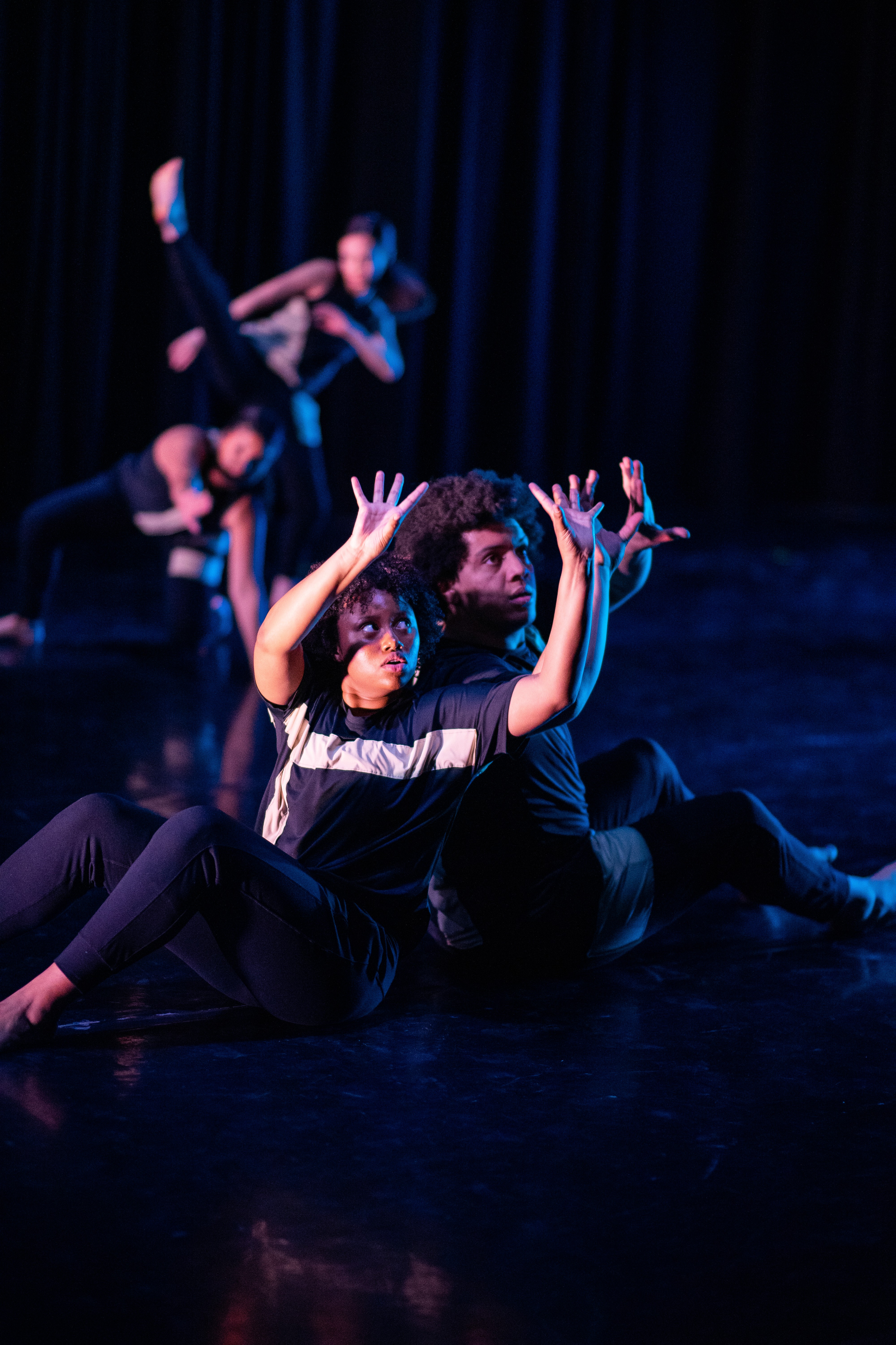 team workspace with people working