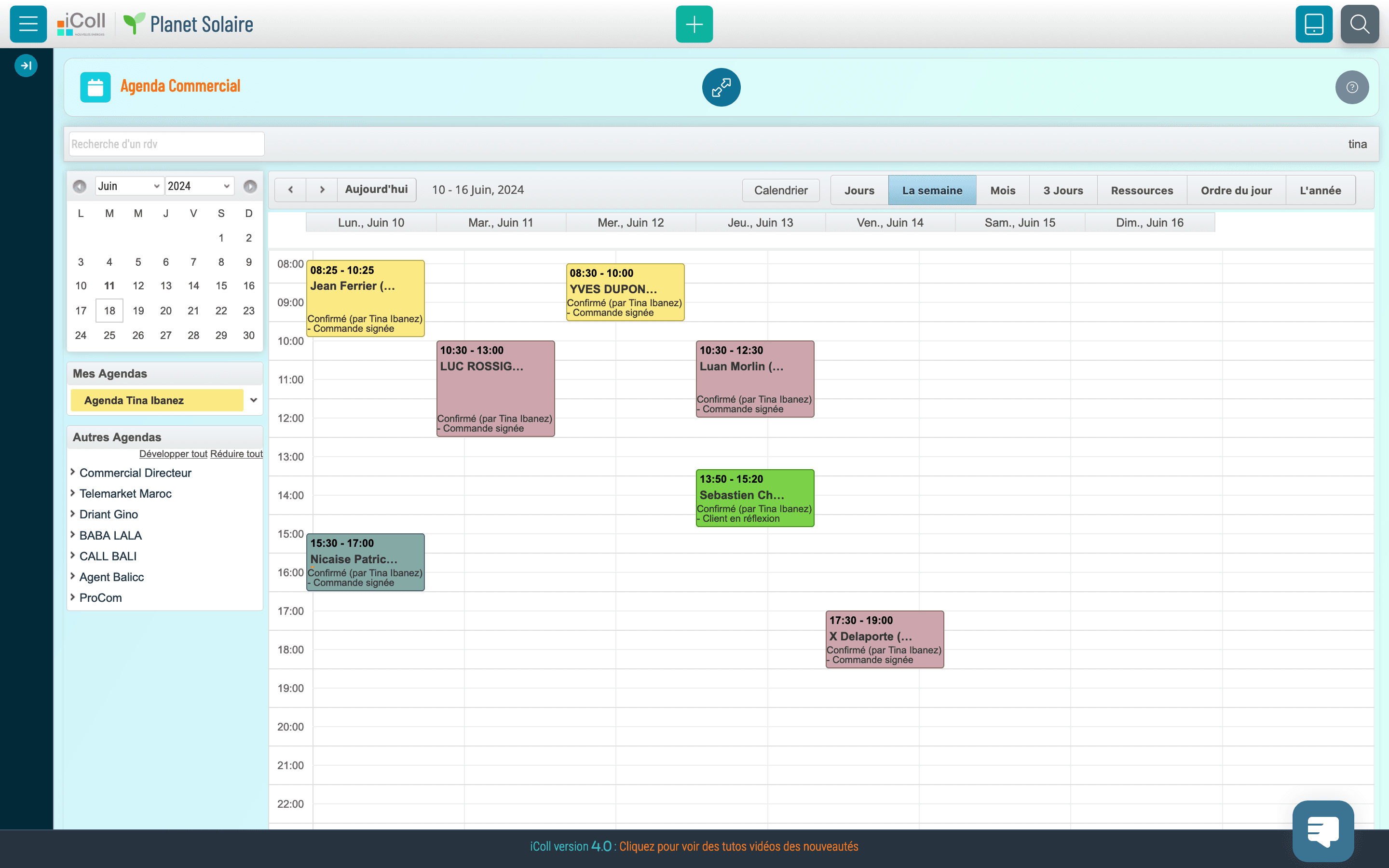 Agendas techniques et commerciaux