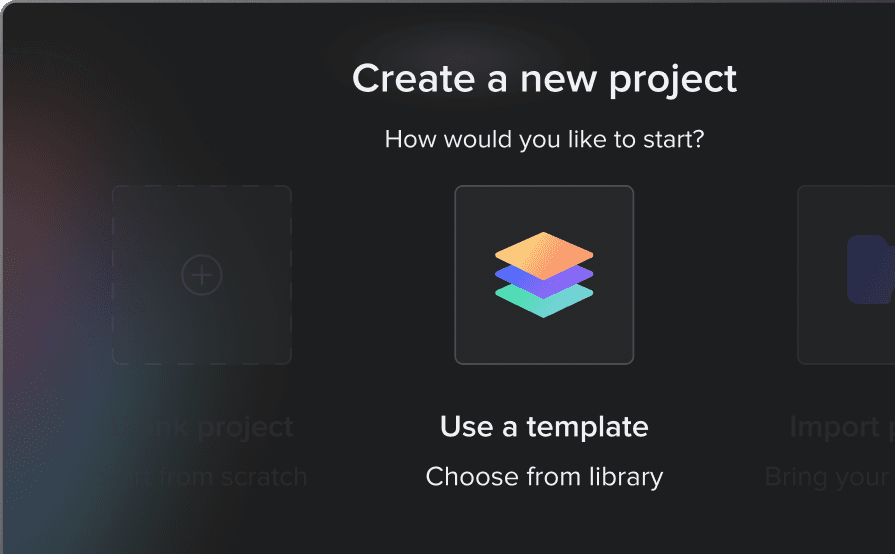 creating a new project UI