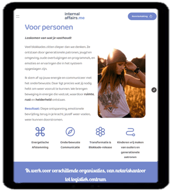 Responsive Onepager webdesign voor zelfstandig professional