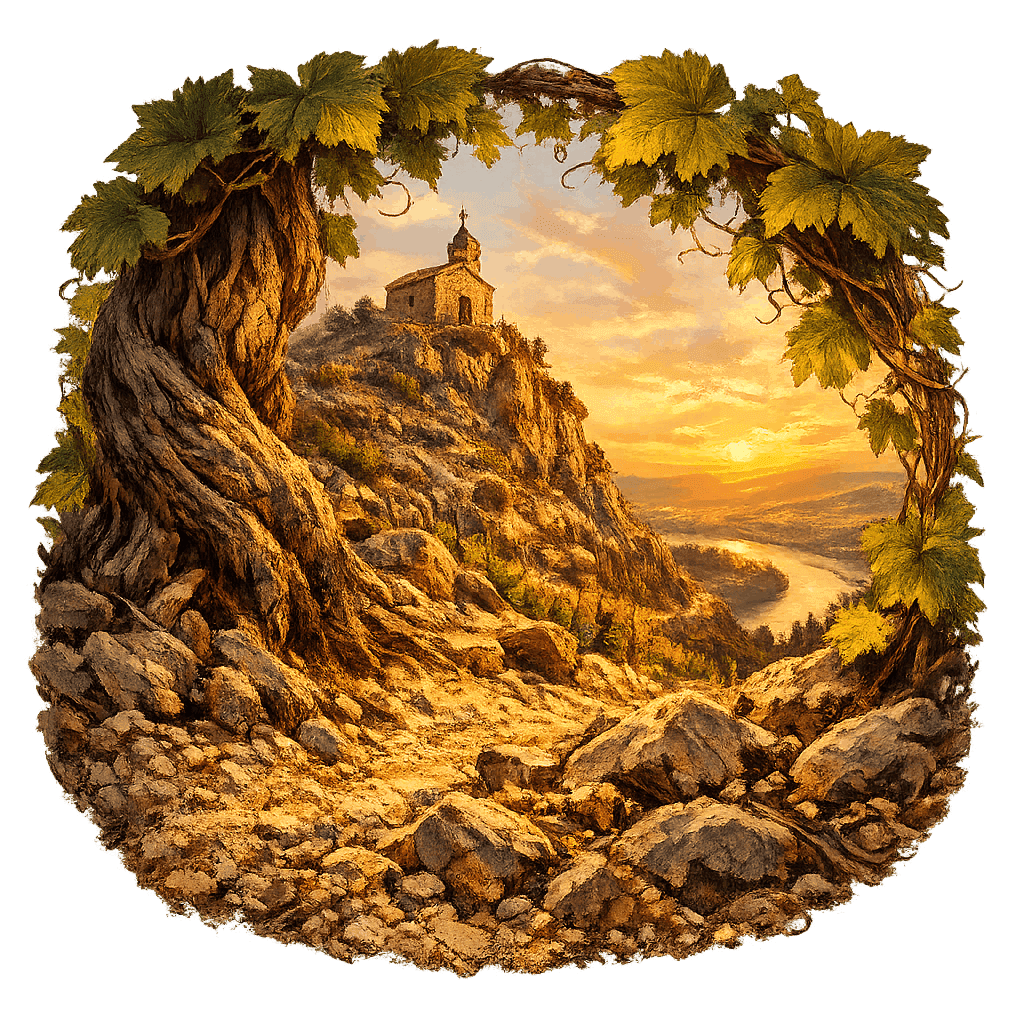 Detailed graphic of the Hermitage wine region.