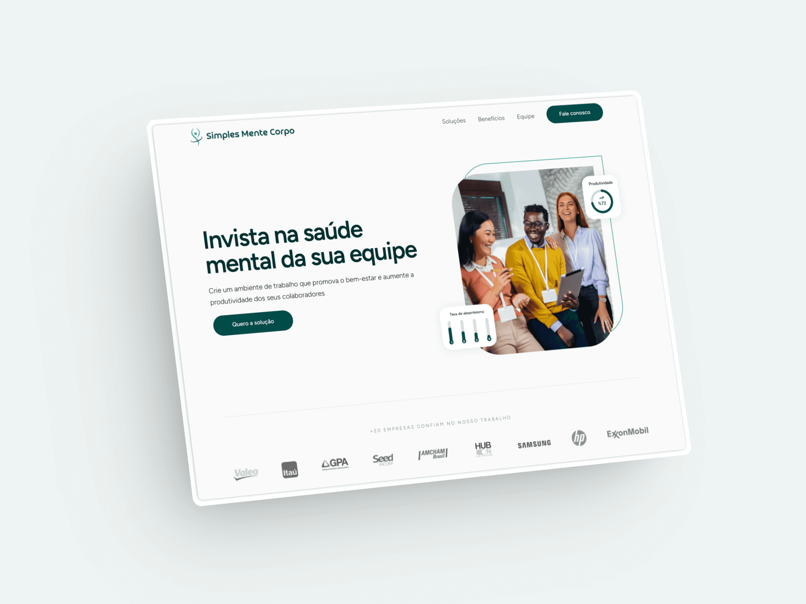 Captura de tela do site Simples Mente Corpo.