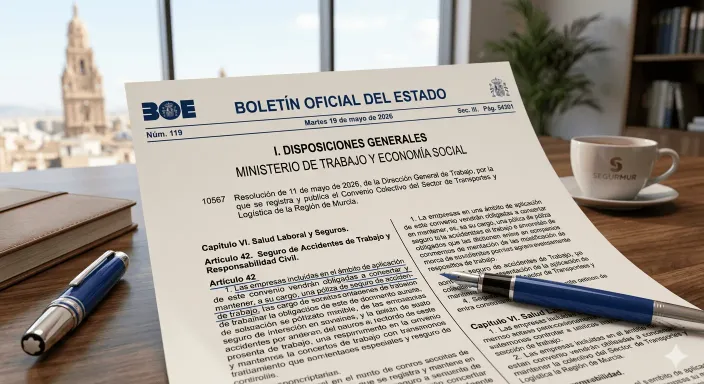 Artículo del convenio colectivo publicado en el BOE que obliga a la empresa a contratar póliza de accidentes para sus trabajadores.