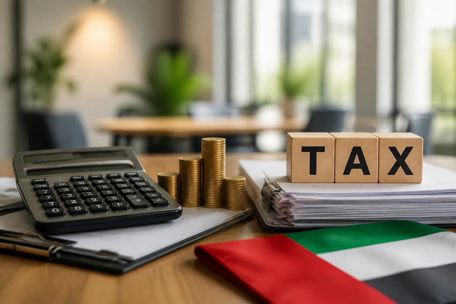 Corporate Tax Registration Cost in the UAE beside a tax filing dashboard and a document