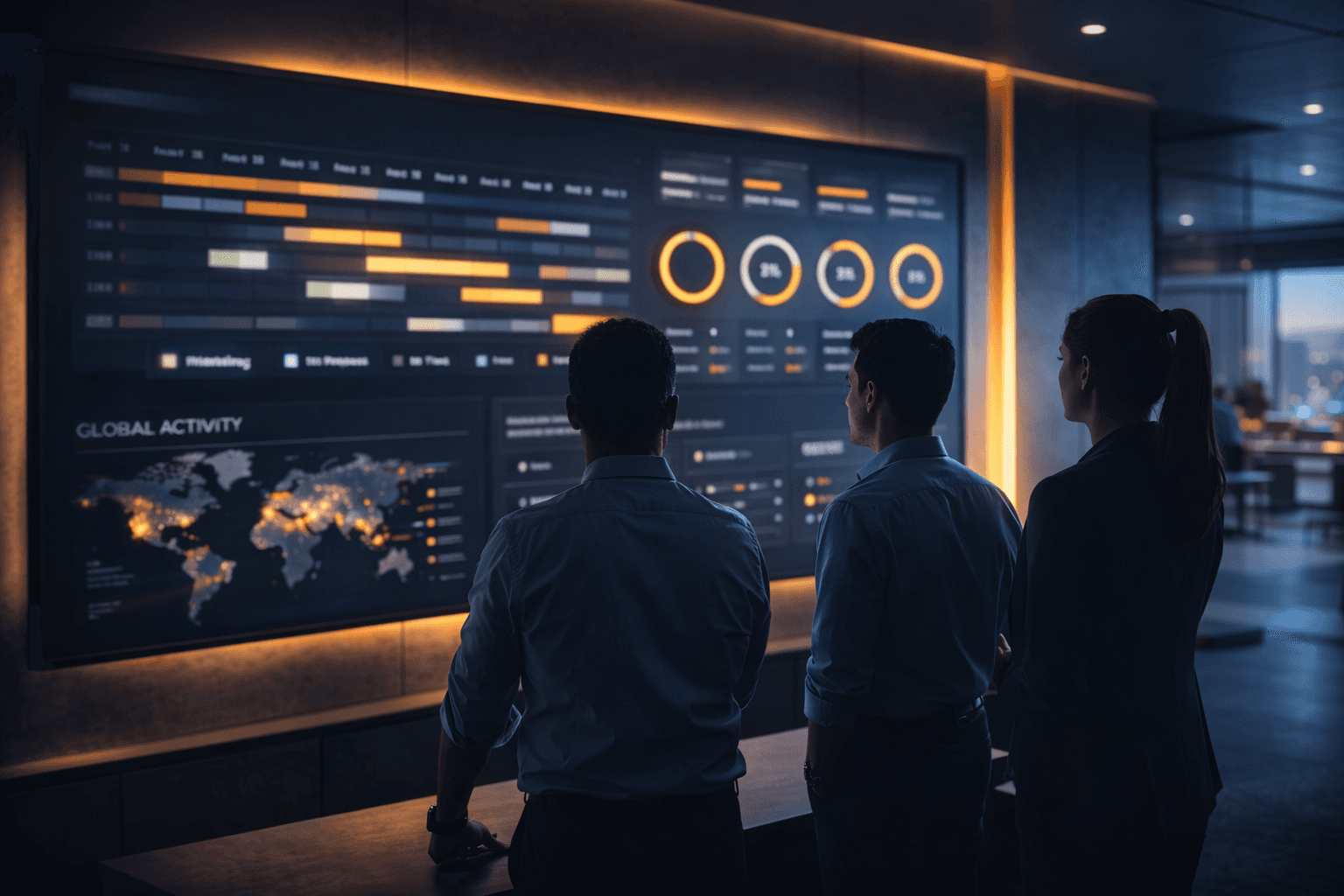 An office with people working