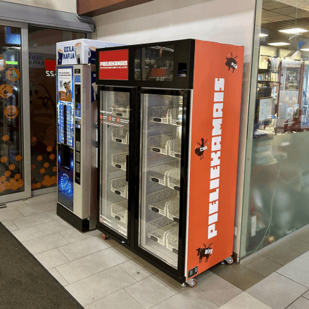 PIELIEKAMAIS mājražotāju produkcijas tirdzniecības automāts ar WEIMI ledusskapi Valmierā