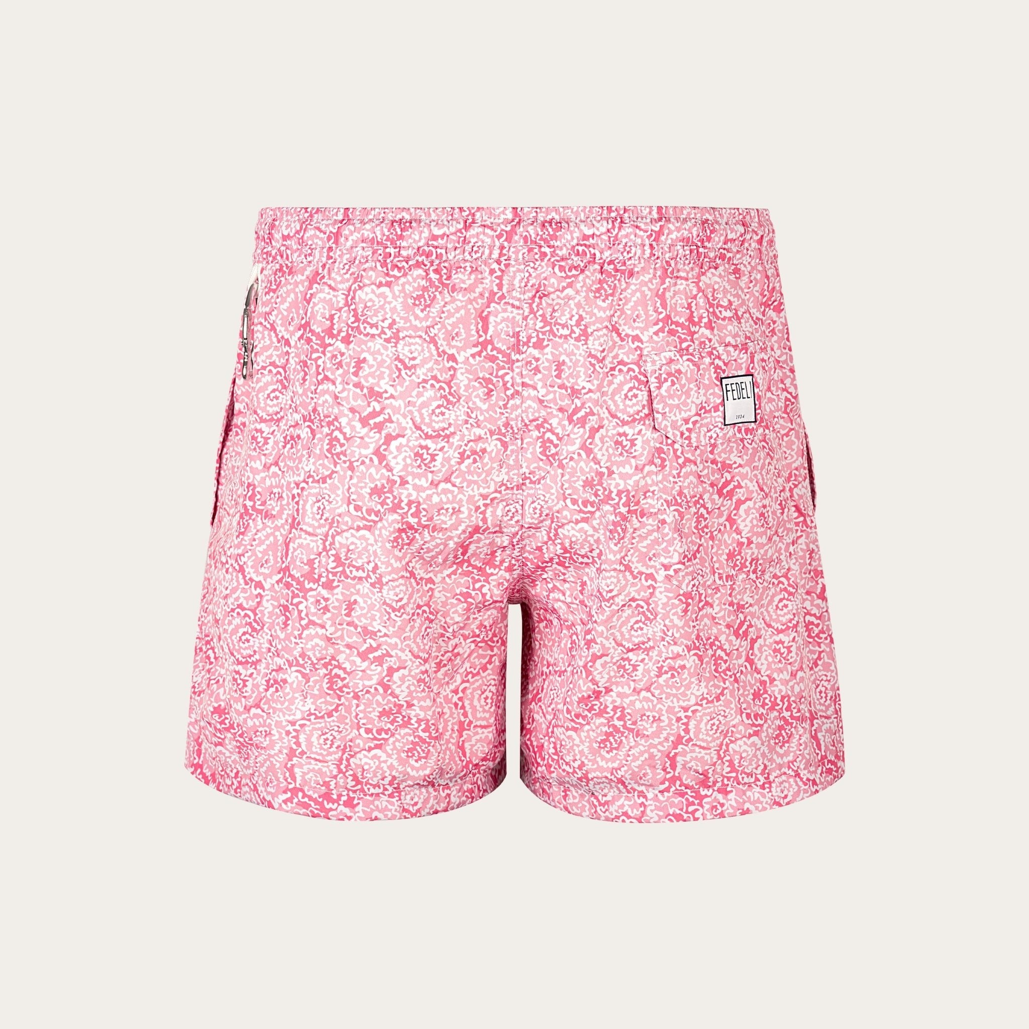 Madeira – The Sustainable Swim Trunk – Floral Pink / White - Mandelli UK