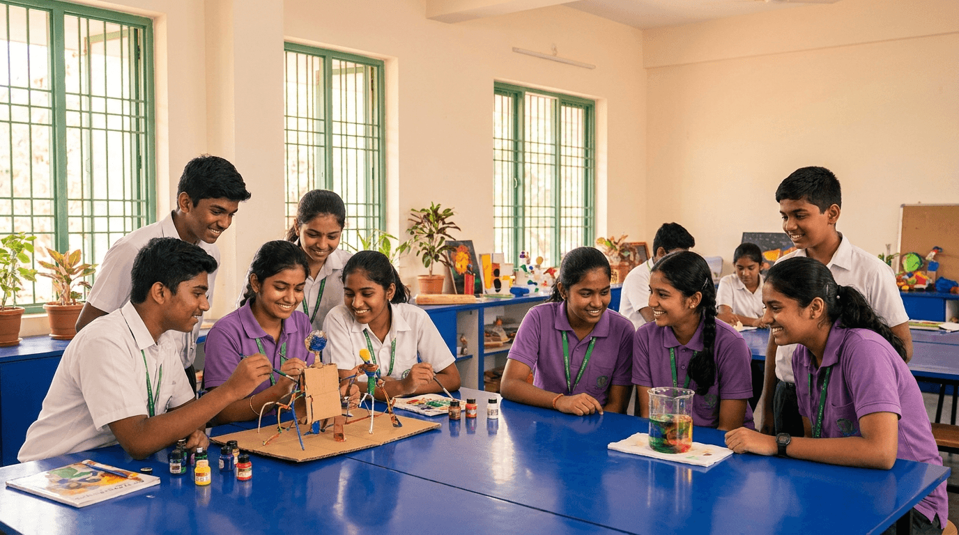 NCFE students on a STEAM project blending art and science