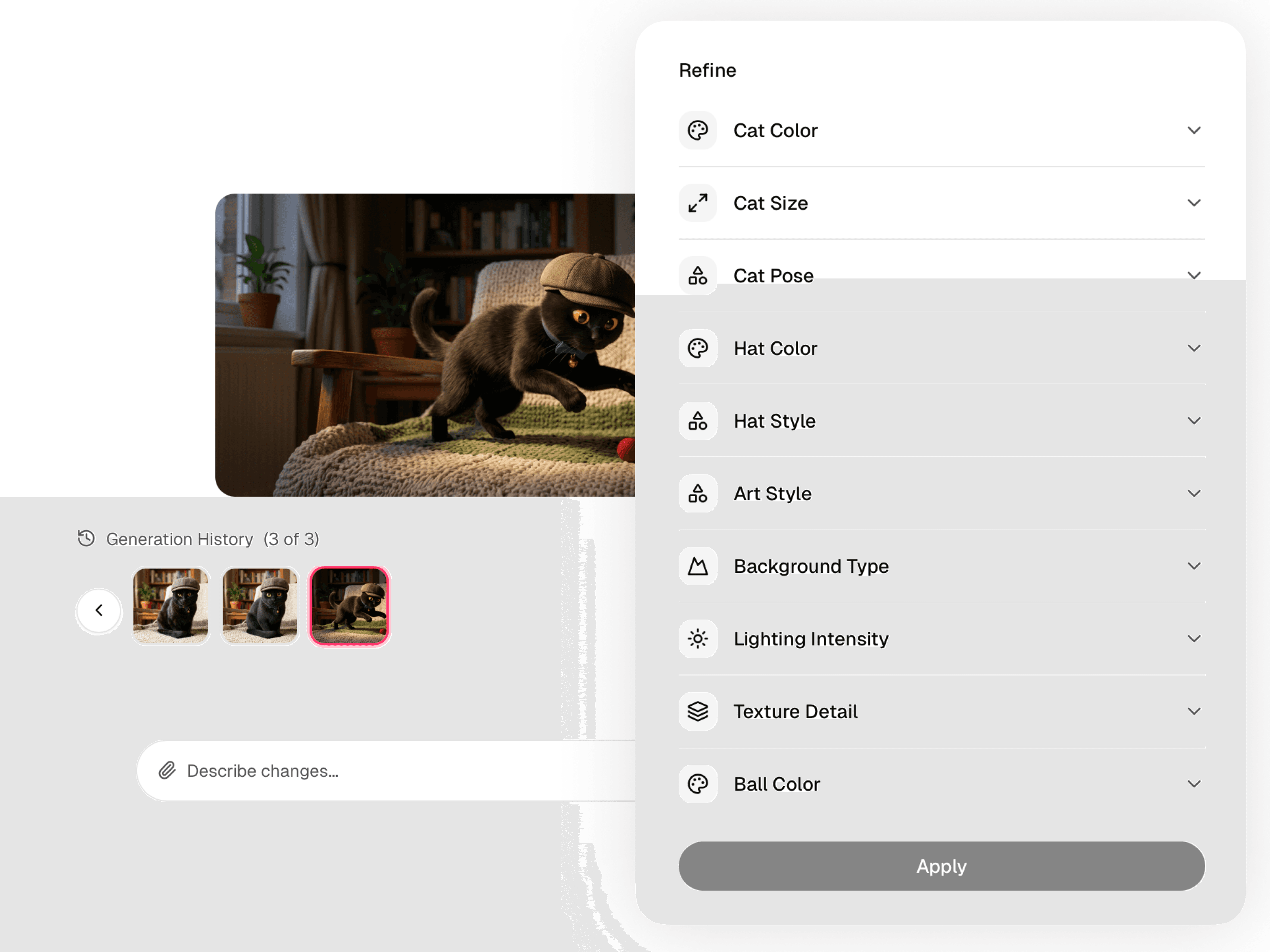 AI image generation interface