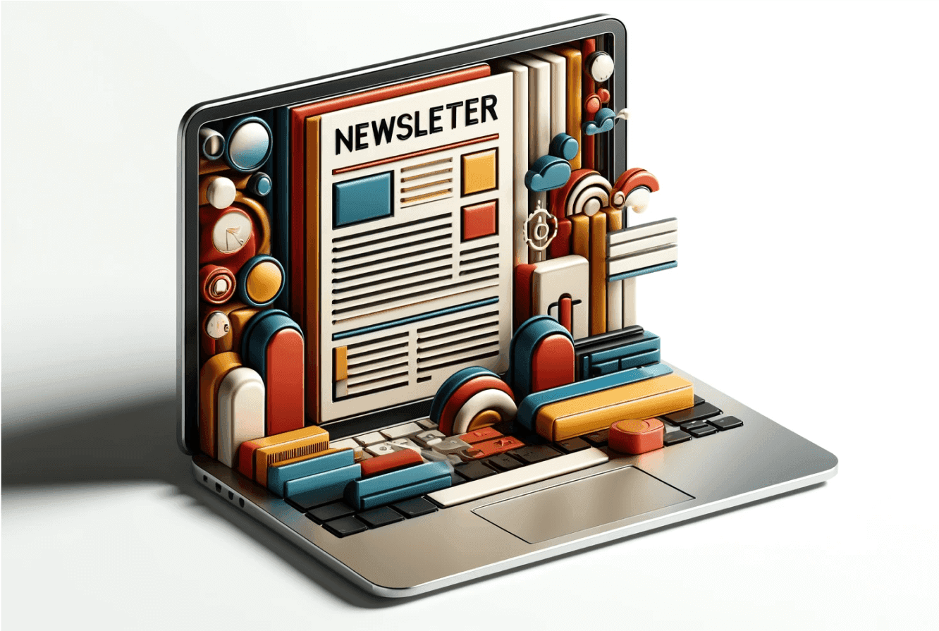 A mac computer screen with a visualization of a newsletter