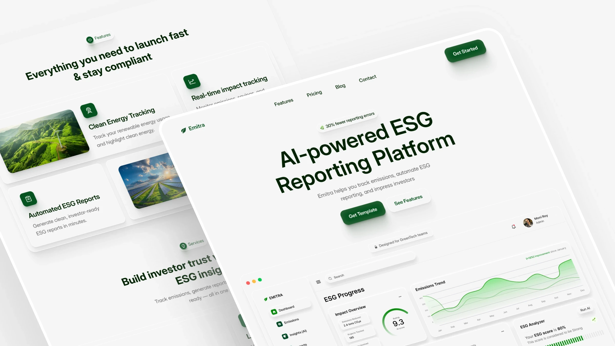 ESG and climate reporting website template — clean, data-focused layout by Luna UI Design Studio
