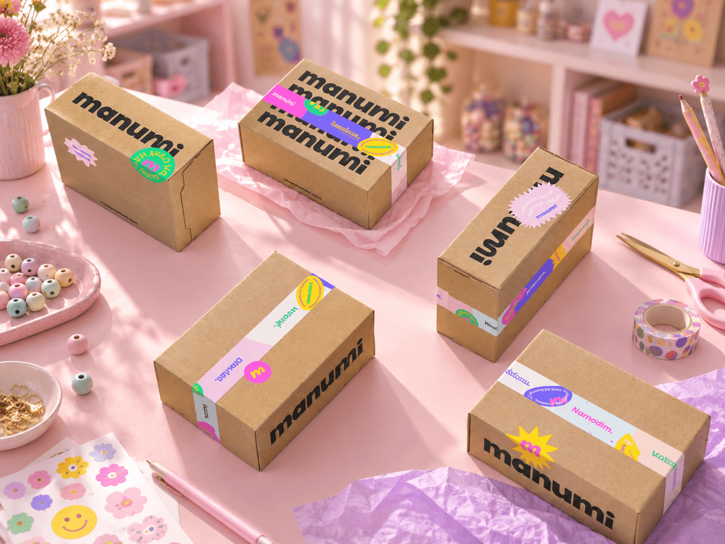 Manumi DIY brand rebrand across identity, packaging and creative products